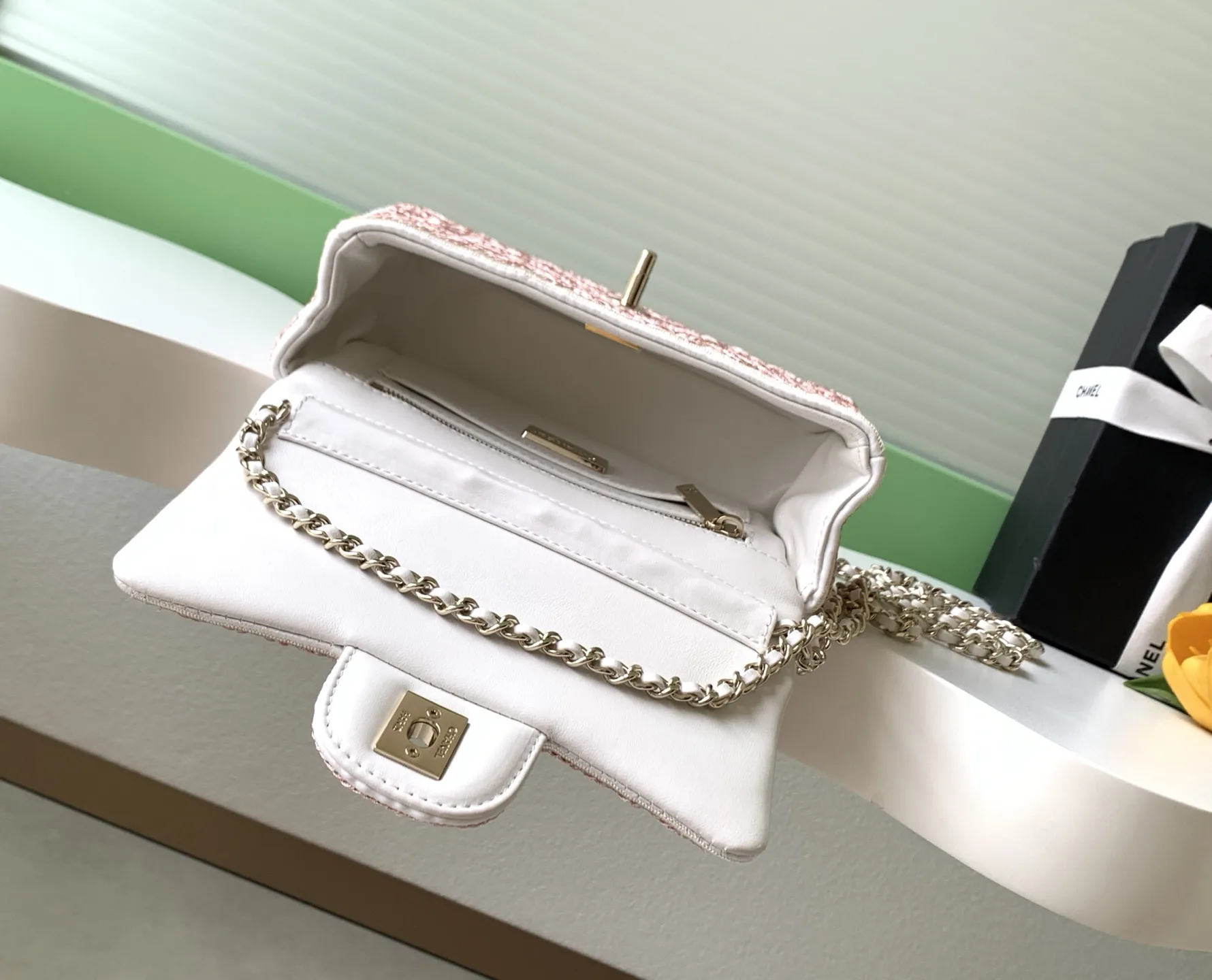 Chanel Pink Woven Leather Crossbody Bag product photo from LabelPicks