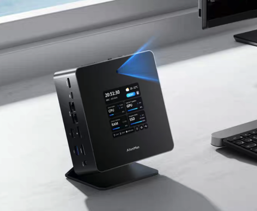 MINISFORUM AtomMan X7 Ti Mini PC with 4-inch Touchscreen AI Control Panel & Intel Core Ultra 9 32GB+1TB - GreshamTech