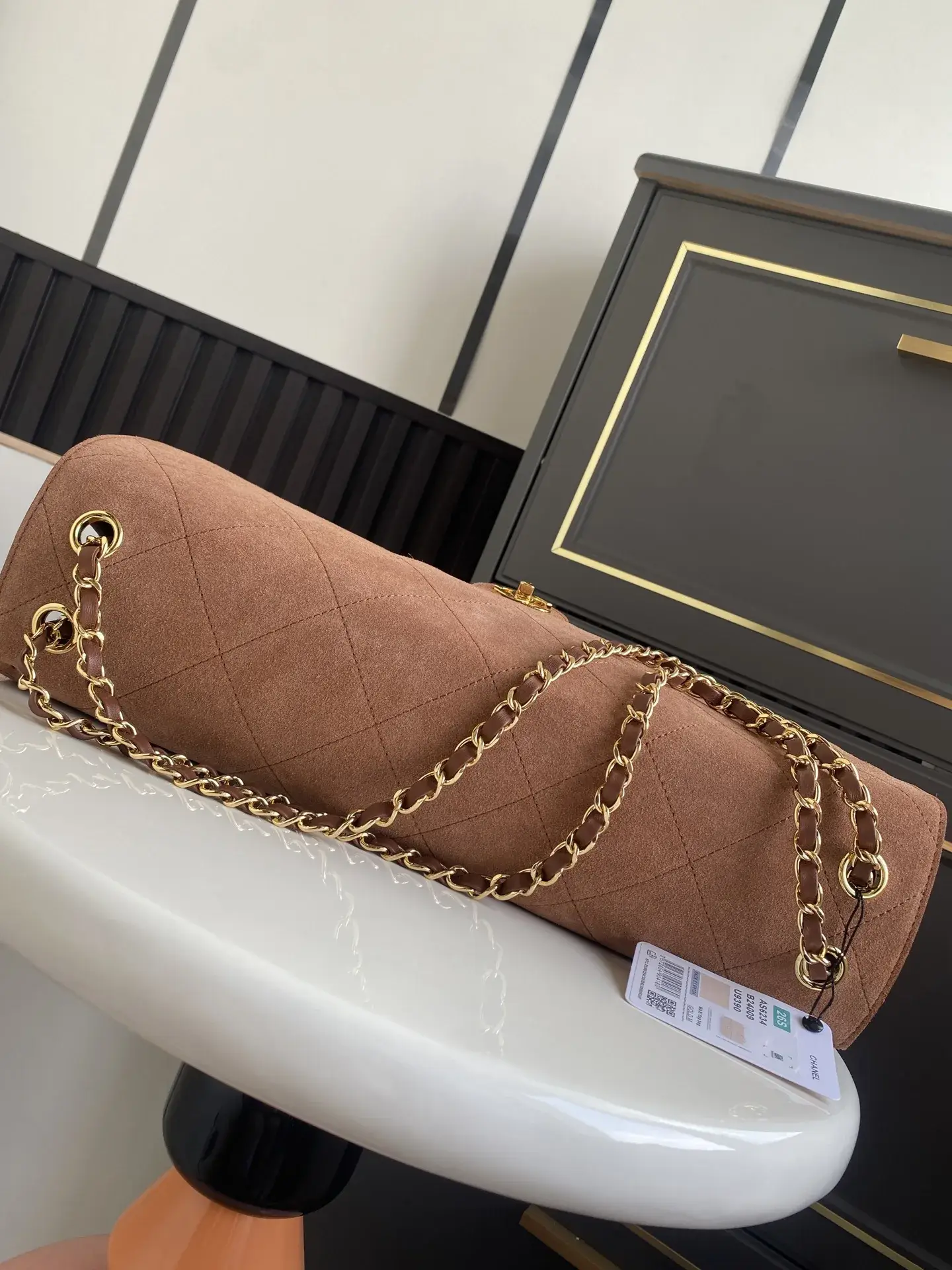 Chanel Classic Flap Beige Suede Leather Shoulder Bag product photo from LabelPicks