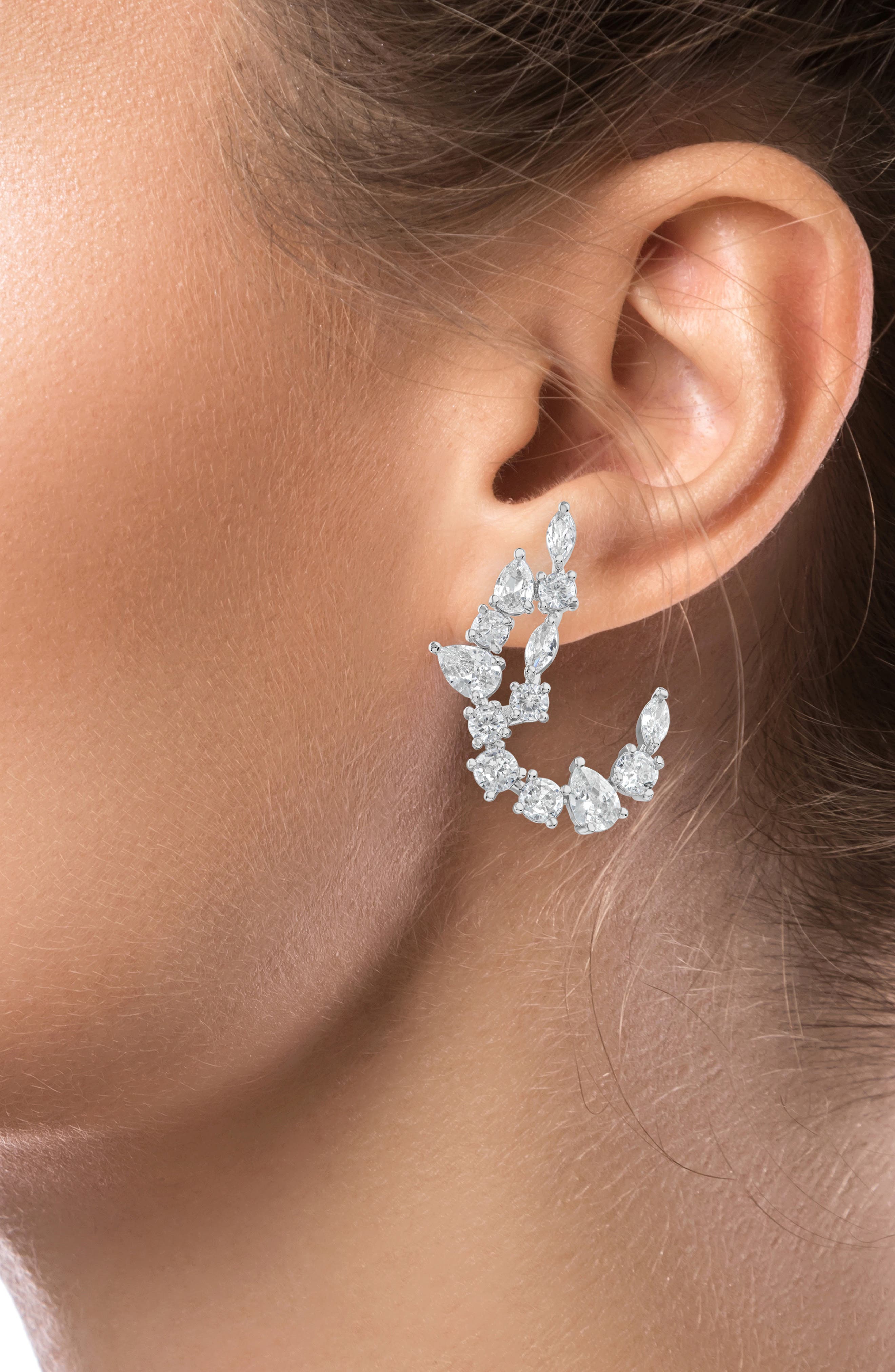 CZ by Kenneth Jay Lane Cubic Zirconia Curved Drop Earrings
