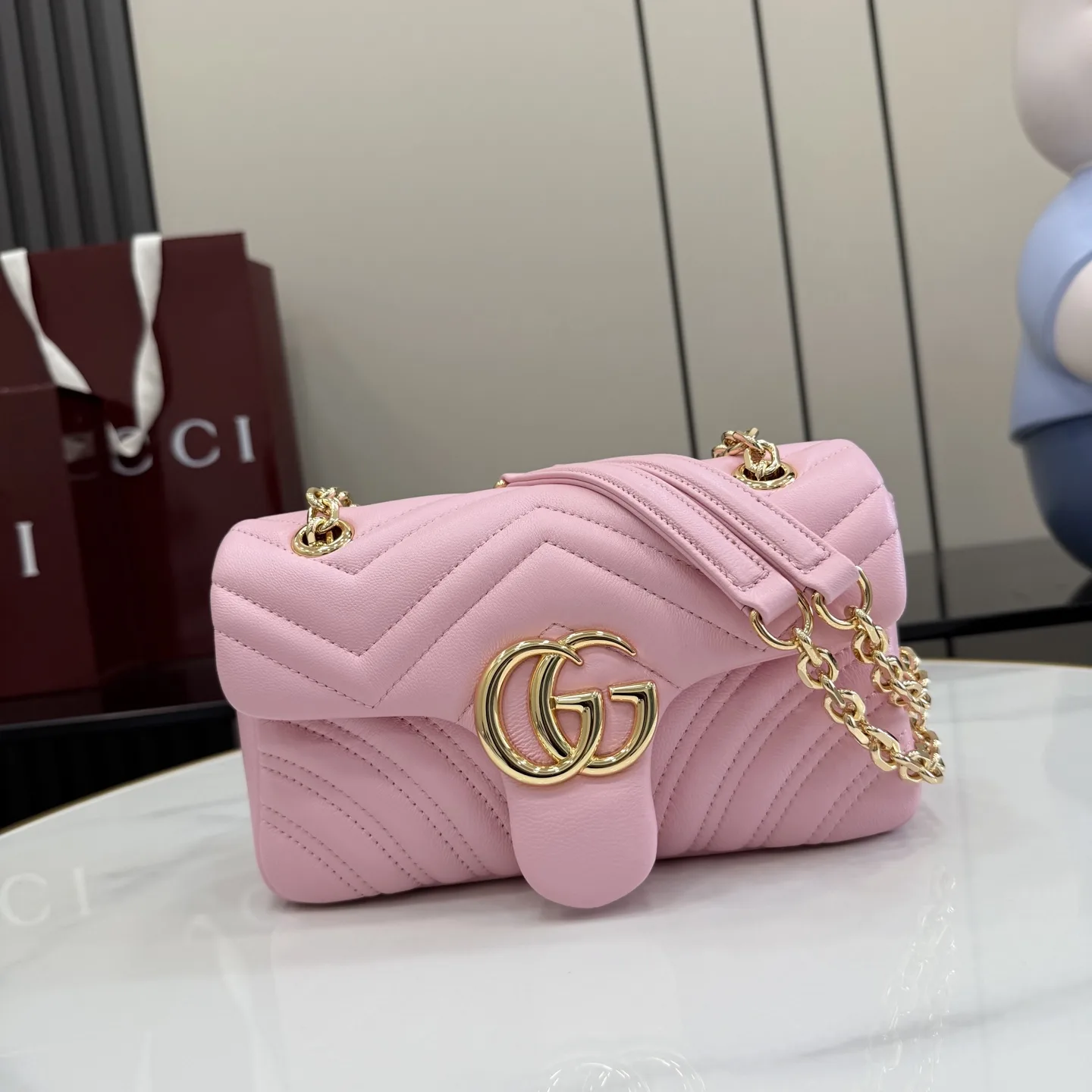 Gucci Pink Marmont GG Supreme Canvas Shoulder Bag product photo from LabelPicks