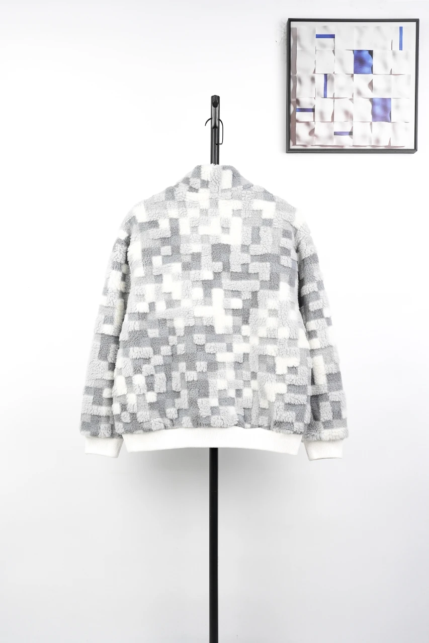 Louis Vuitton White Grey Mosaic Sherpa Jacket product photo from LabelPicks
