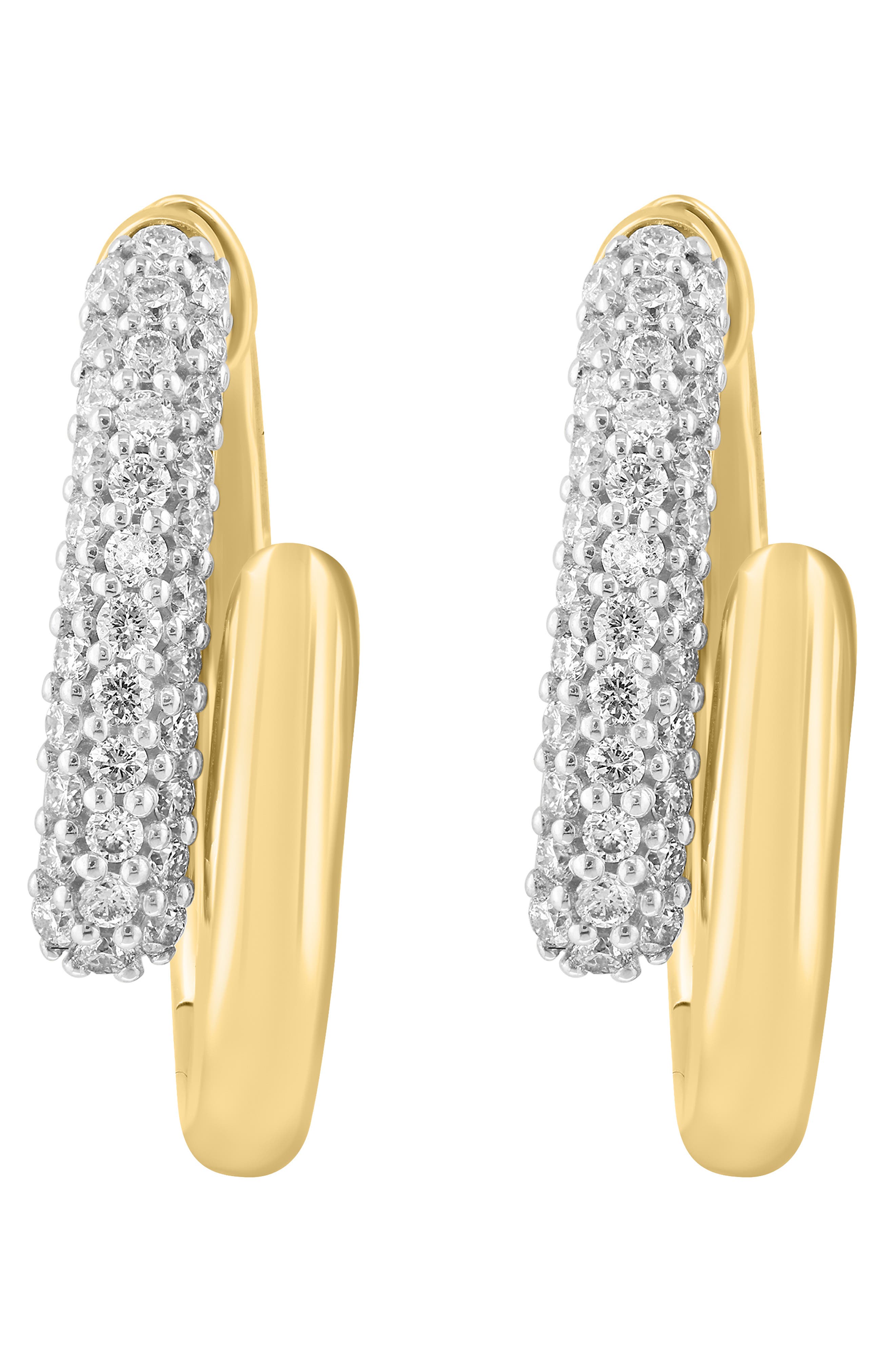 EFFY 14K Gold Plated Sterling Silver Lab Grown Diamond Huggie Hoop Earrings
