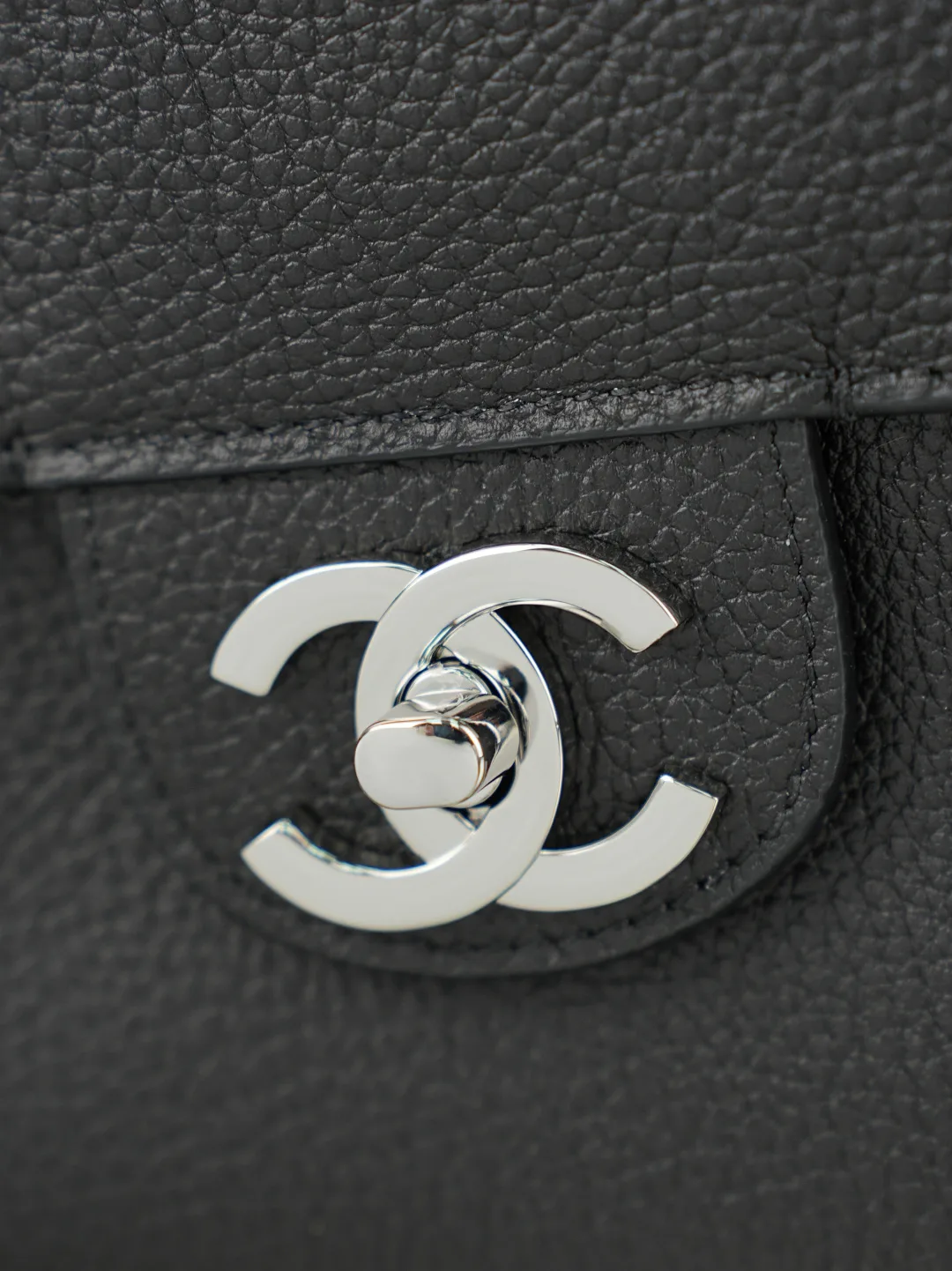 Chanel Black Classic Flap Grained Leather Shoulder Bag product photo from LabelPicks