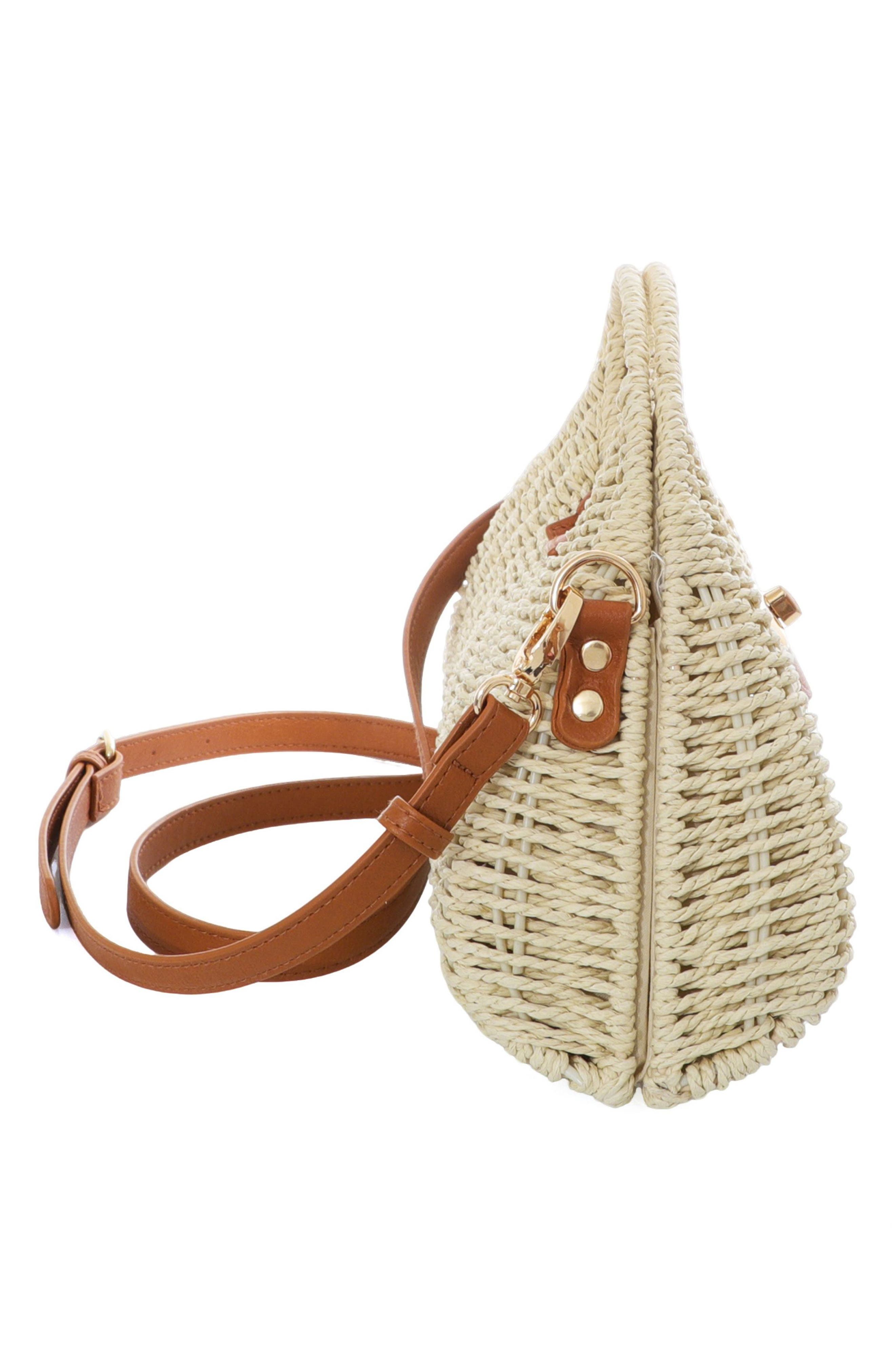 Adornia White Straw Picnic Basket Clutch