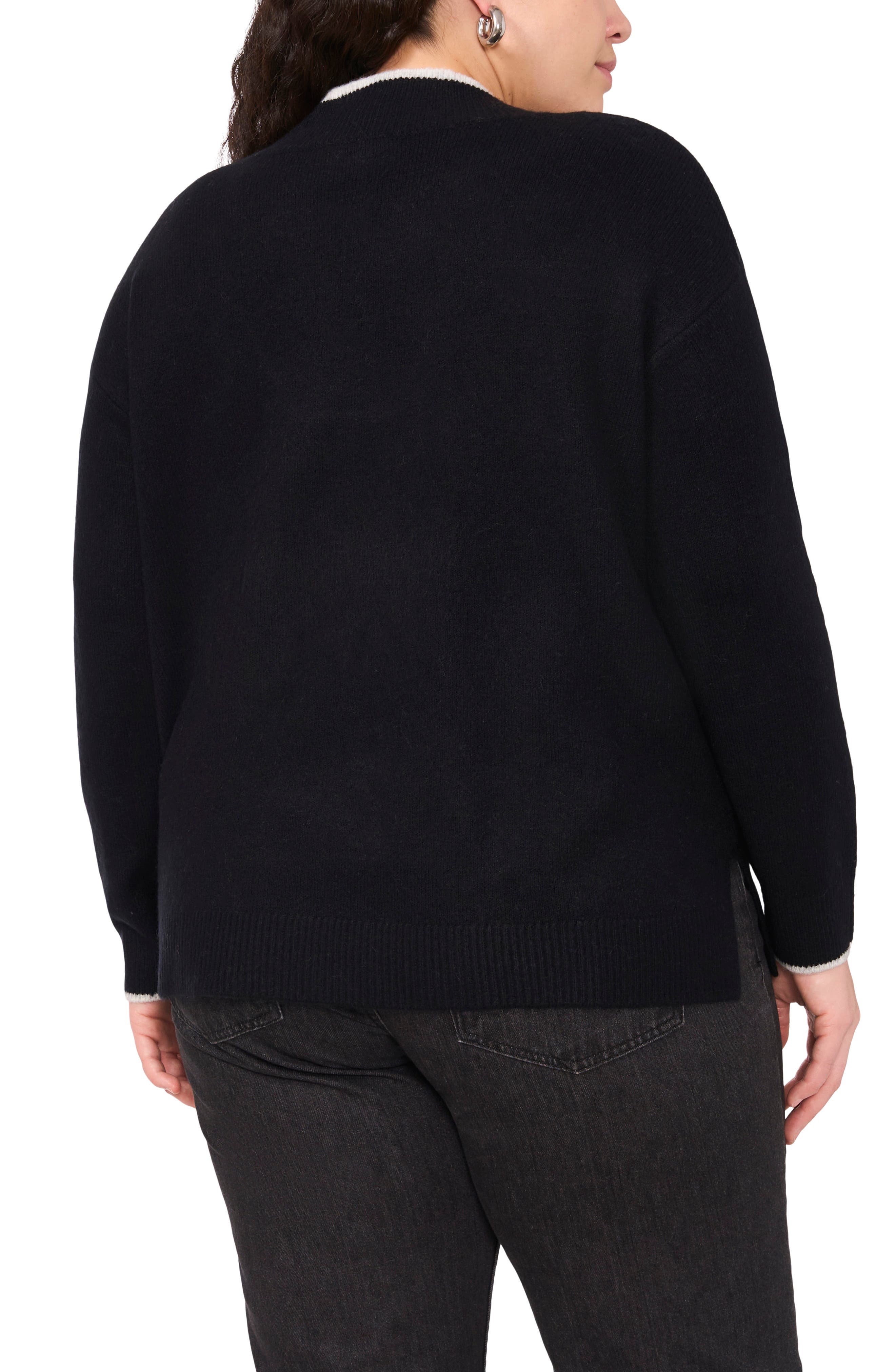 Vince Camuto Tipped Cross V-Neck Cozy Sweater