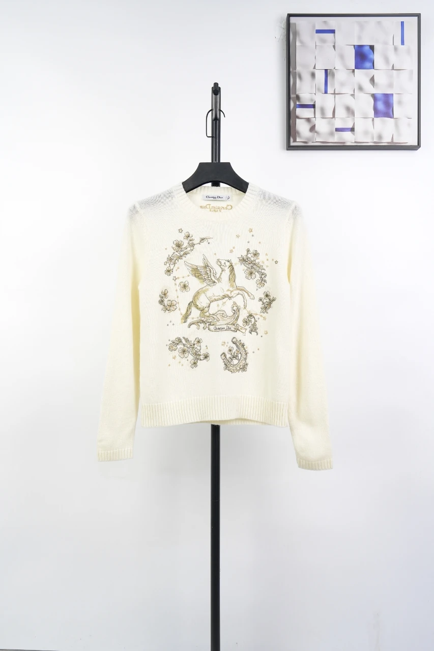 Dior Cream Pegasus Embroidered Cashmere Sweater product photo from LabelPicks