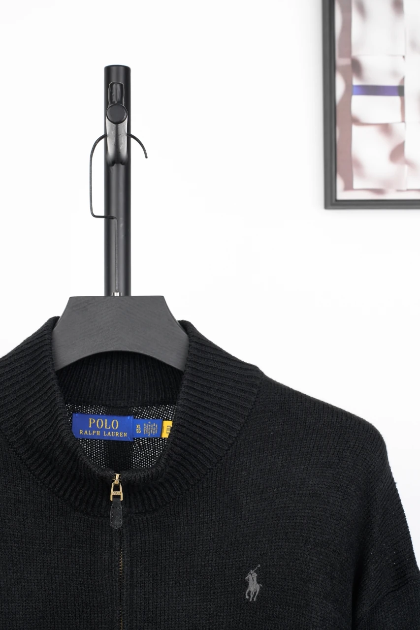 Ralph Lauren Black Pony Embroidered Plain Knit Half Zip Sweater product photo from LabelPicks