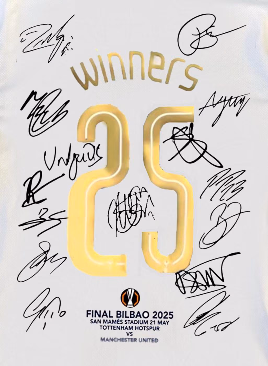 Tottenham Spurs Team SIGNED 24/25 Europa League Winners Shirt Jersey - COA - 2025