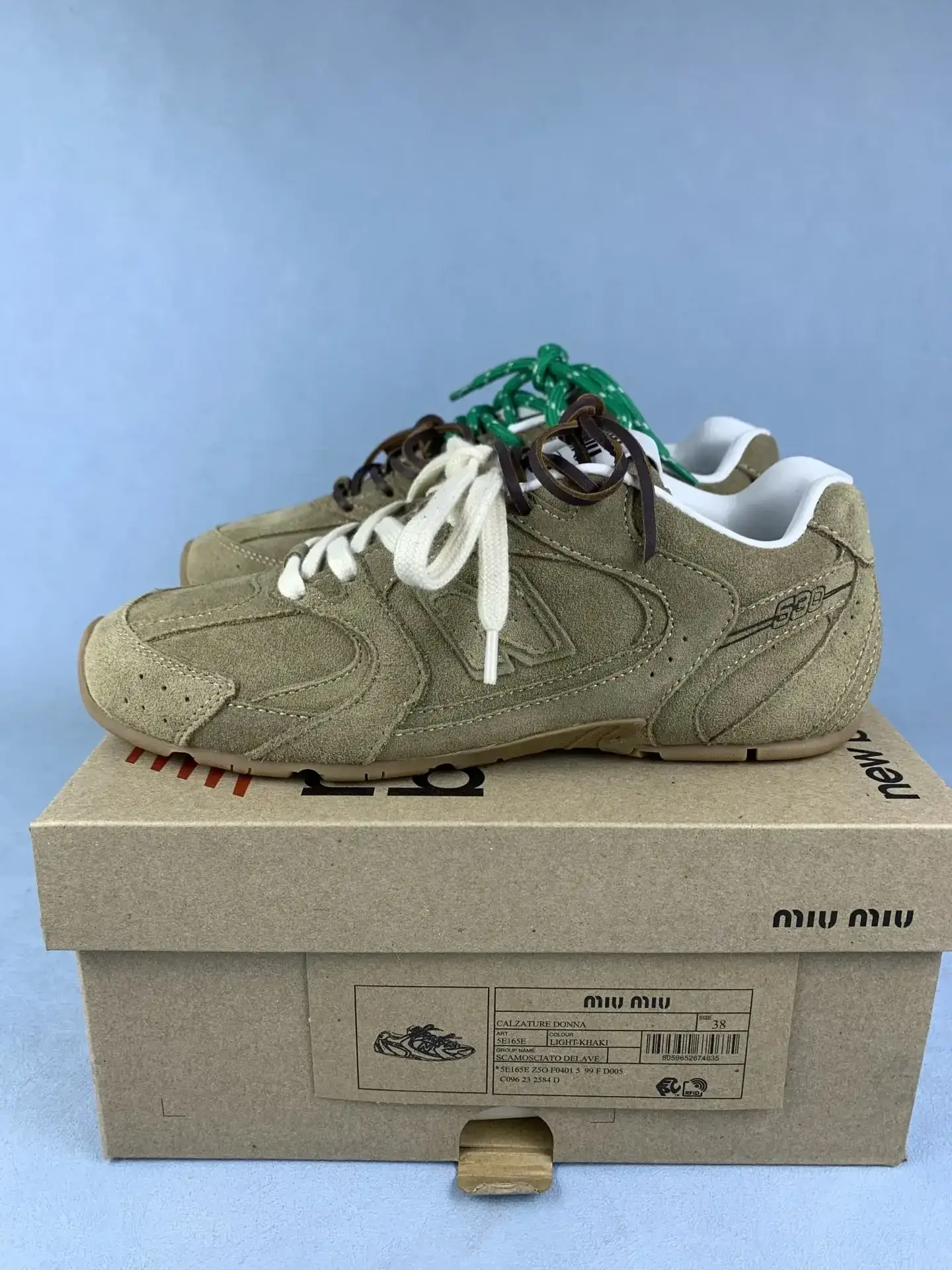 New Balance X Miu Miu 530 SL suede and mesh sneakers product photo from LabelPicks