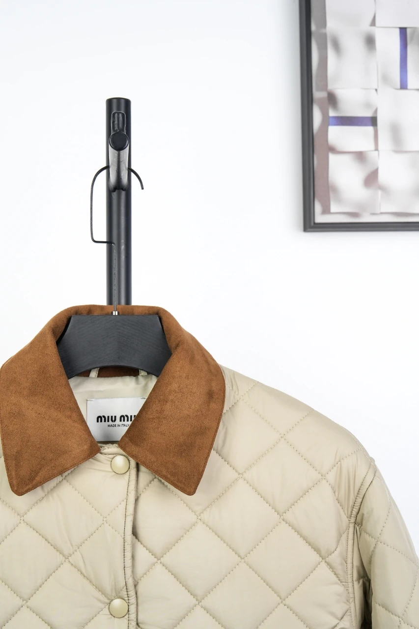 Miu Miu Beige Diamond Quilted Padded Jacket product photo from LabelPicks