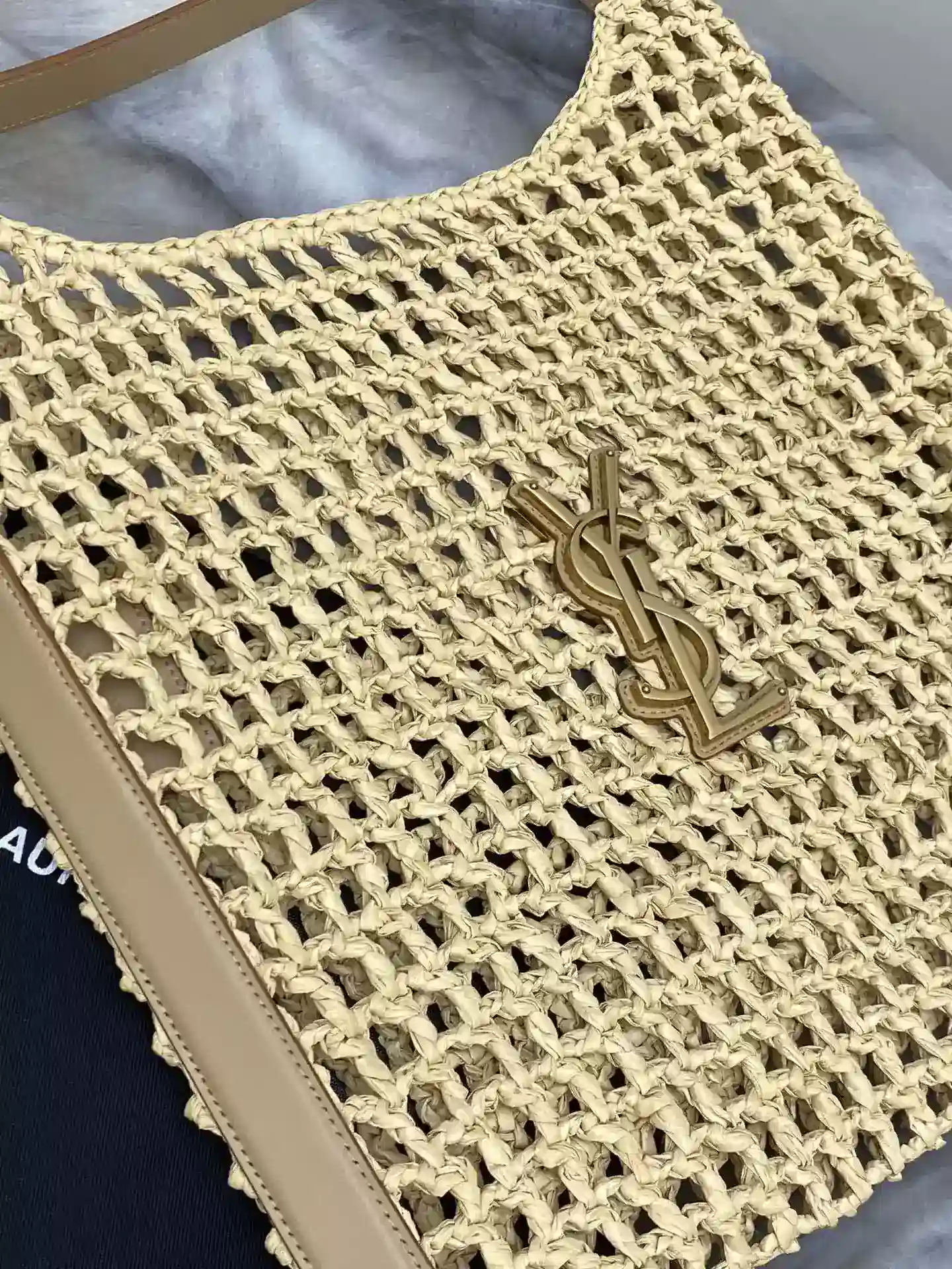 Saint Laurent Gold Straw Woven Hobo Bag product photo from LabelPicks
