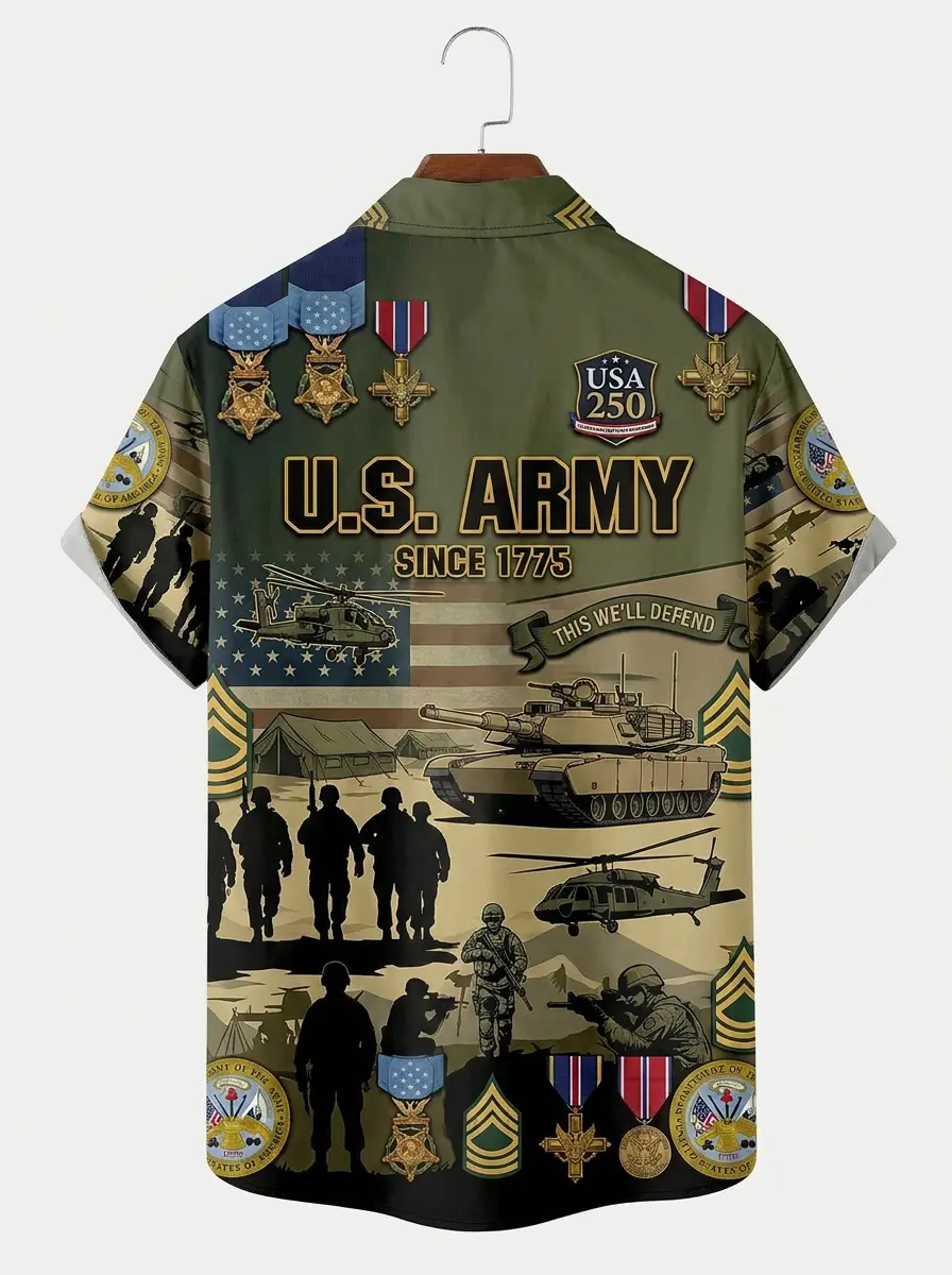 Men's printed shirts, U.S. Army Since 1775 USA 250 Hawaiian Shirt