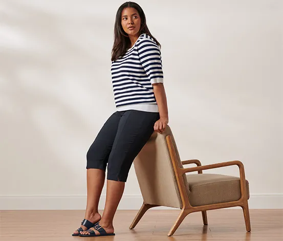 Feinstrick-Pullover, blau-weiß gestreift