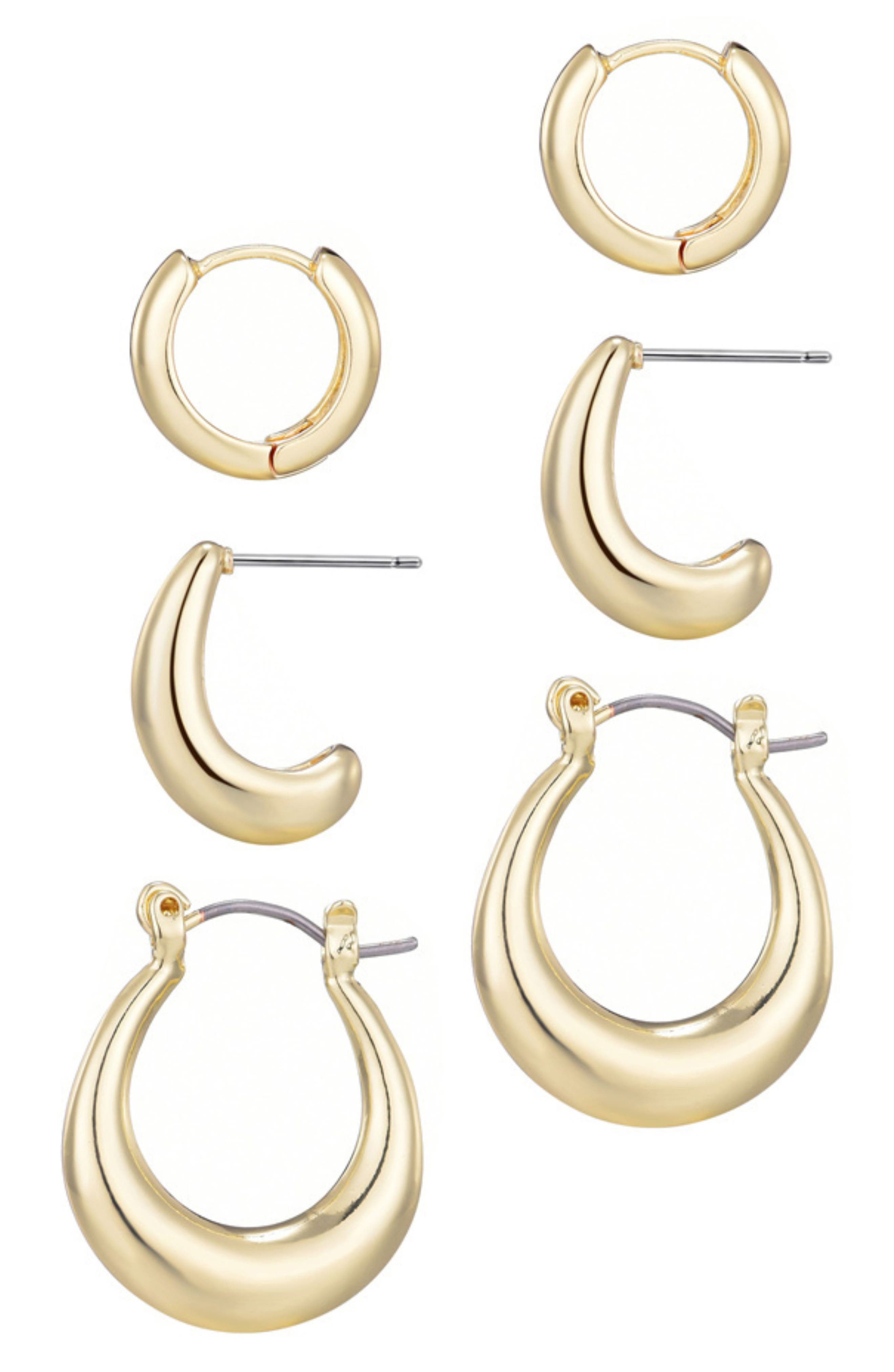 Adornia Set of 3 Hoop Earrings