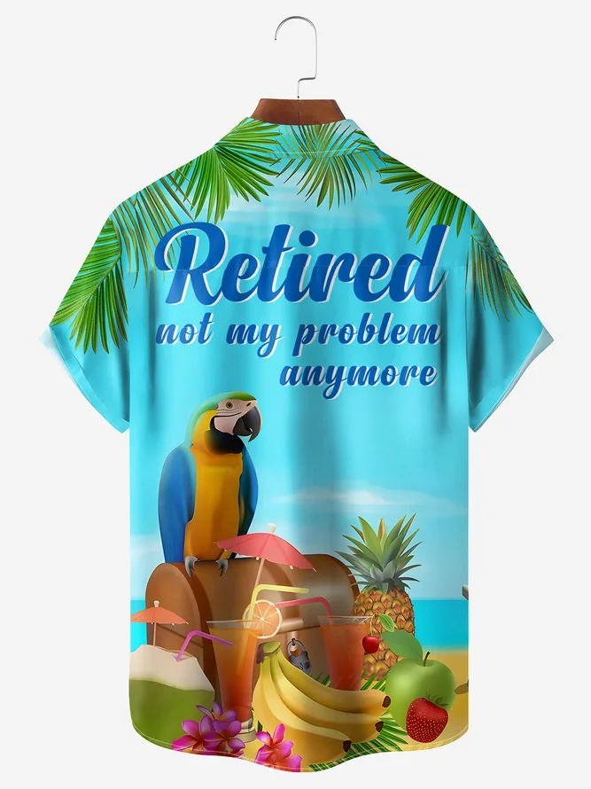 Parrot Chest Pocket Short Sleeve Hawaiian Shirt