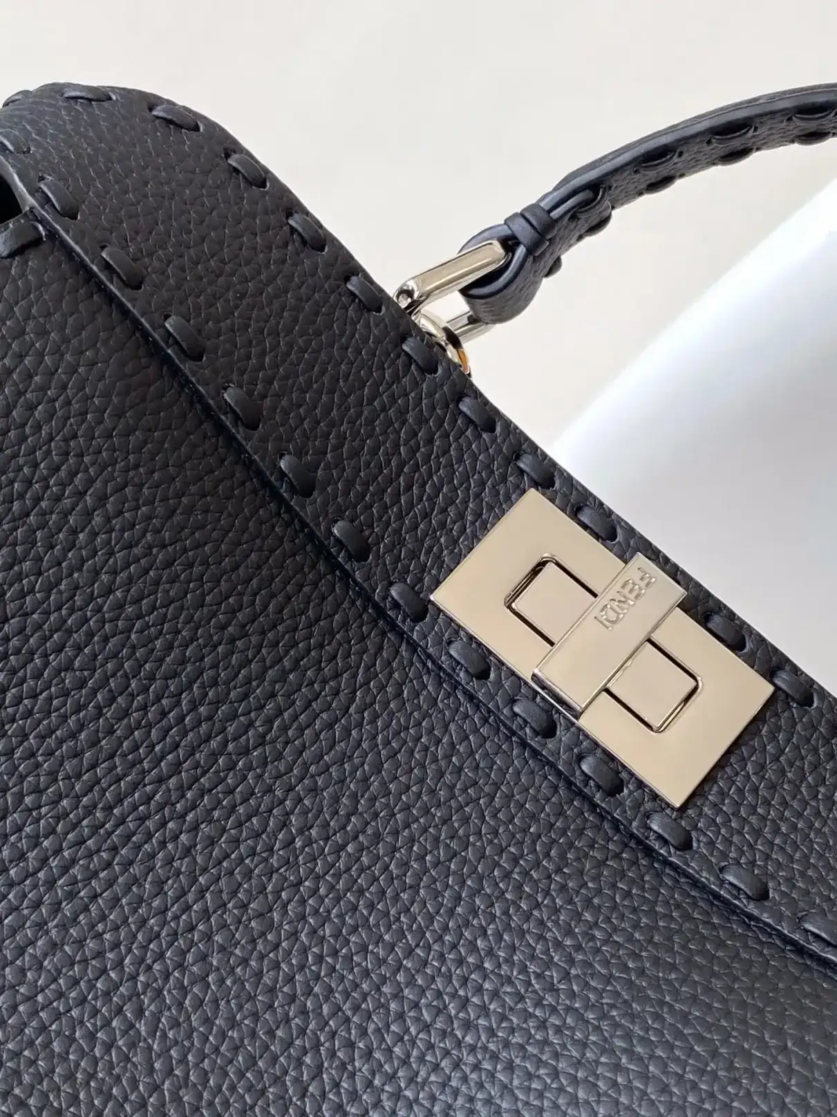 Fendi Peekaboo Black Calfskin Top Handle Bag product photo from LabelPicks