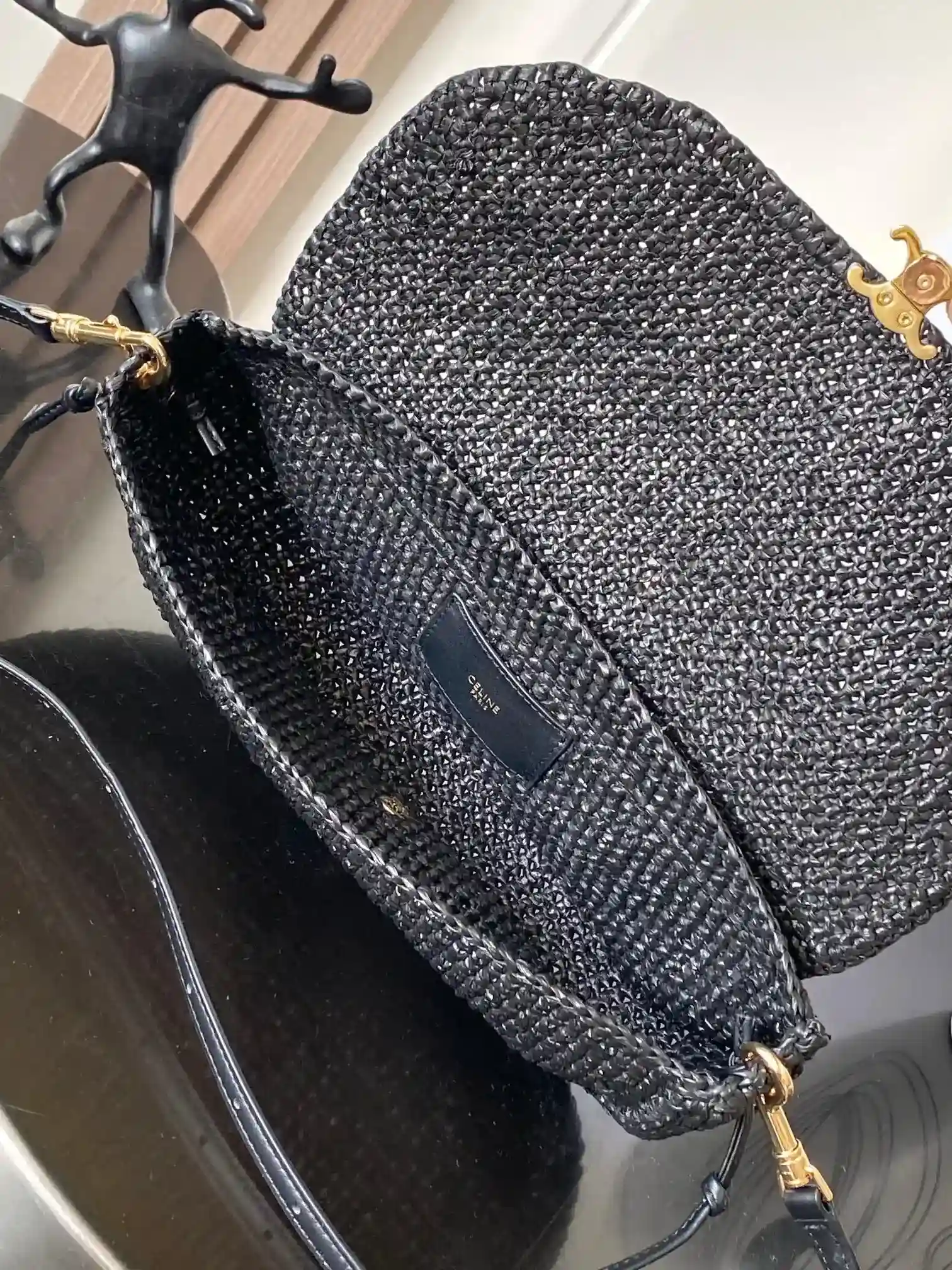 Celine Straw Woven Triomphe Crossbody Bag product photo from LabelPicks