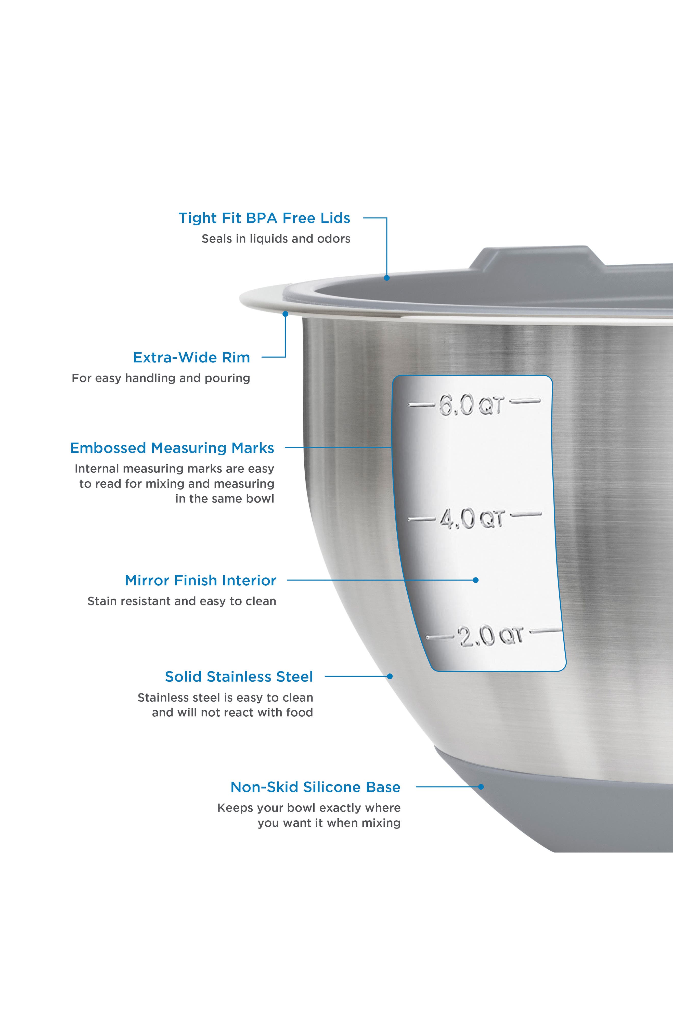 Viking 10-Piece Stainless Steel Mixing Bowl Set with Lids