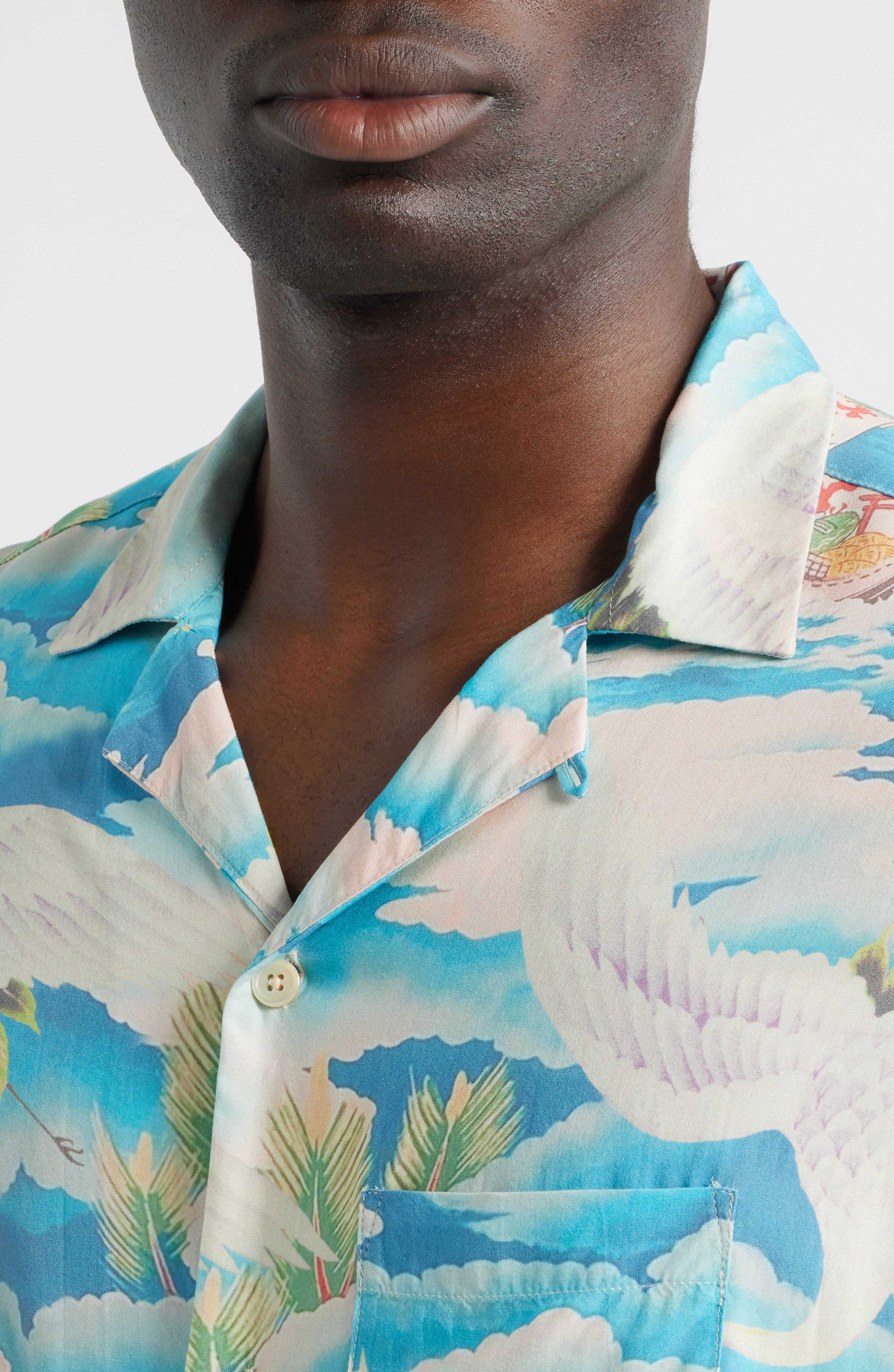 AllSaints Saipan Print Relaxed Fit Cotton Camp Shirt