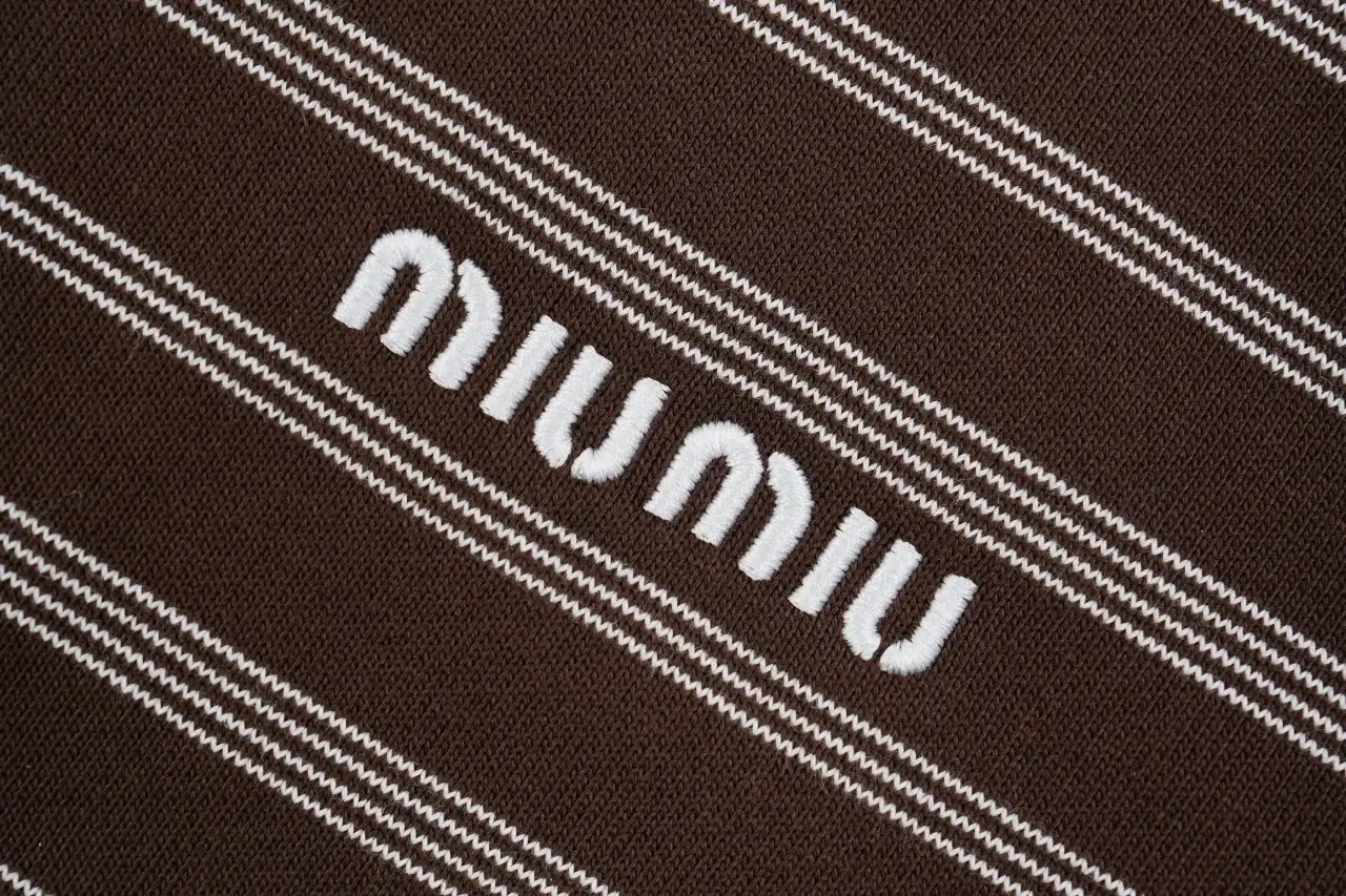 Miu Miu Coffee Brown Logo Stripe Zip Jacket product photo from LabelPicks