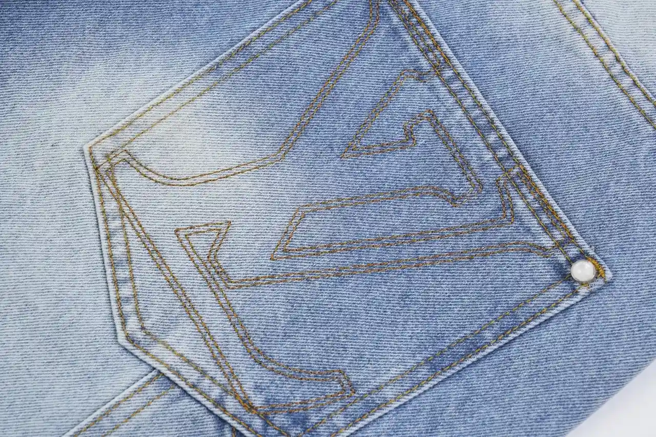 Louis Vuitton Light Blue Stitch Letter Embroidered Denim Pants product photo from LabelPicks