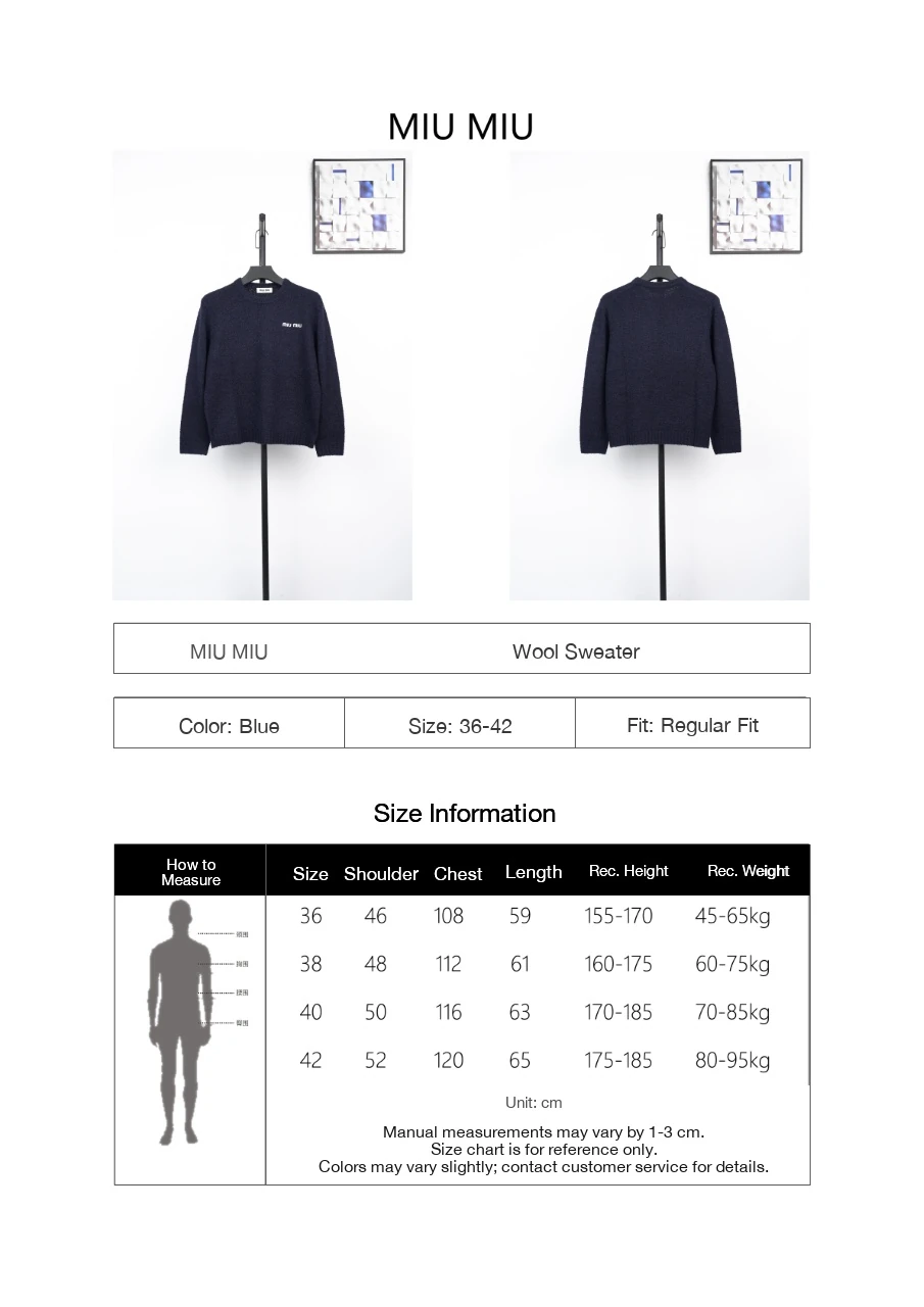 Miu Miu Navy Boucle Wool Crewneck Sweater product photo from LabelPicks