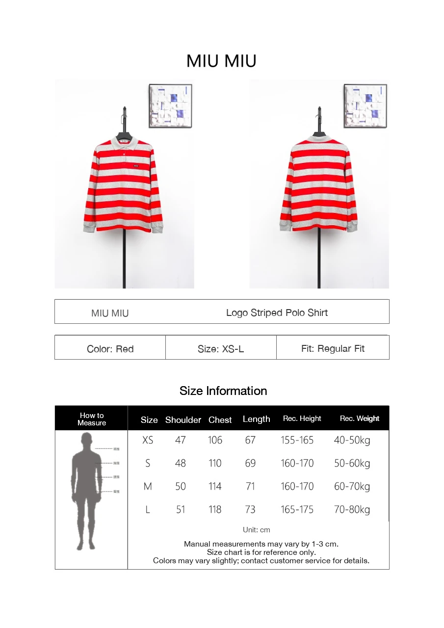 Miu Miu Red Grey Stripe Logo Long Sleeve Polo Shirt product photo from LabelPicks