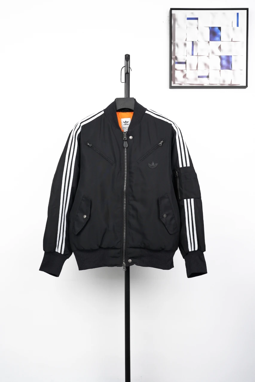 adidas Originals Black Three-Stripe Padded Bomber Jacket product photo from LabelPicks
