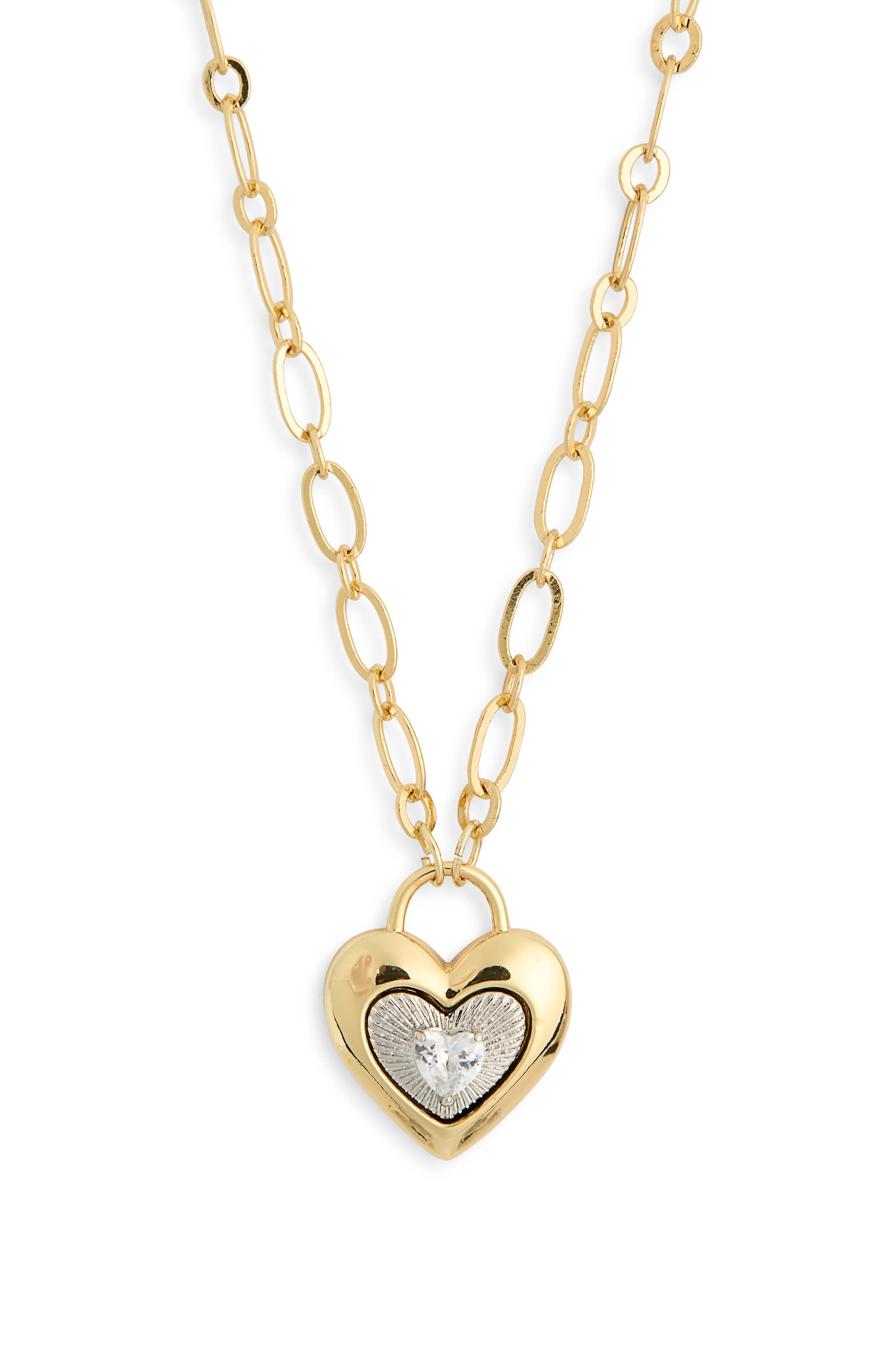 Leith Cubic Zirconia Heart Lock Necklace
