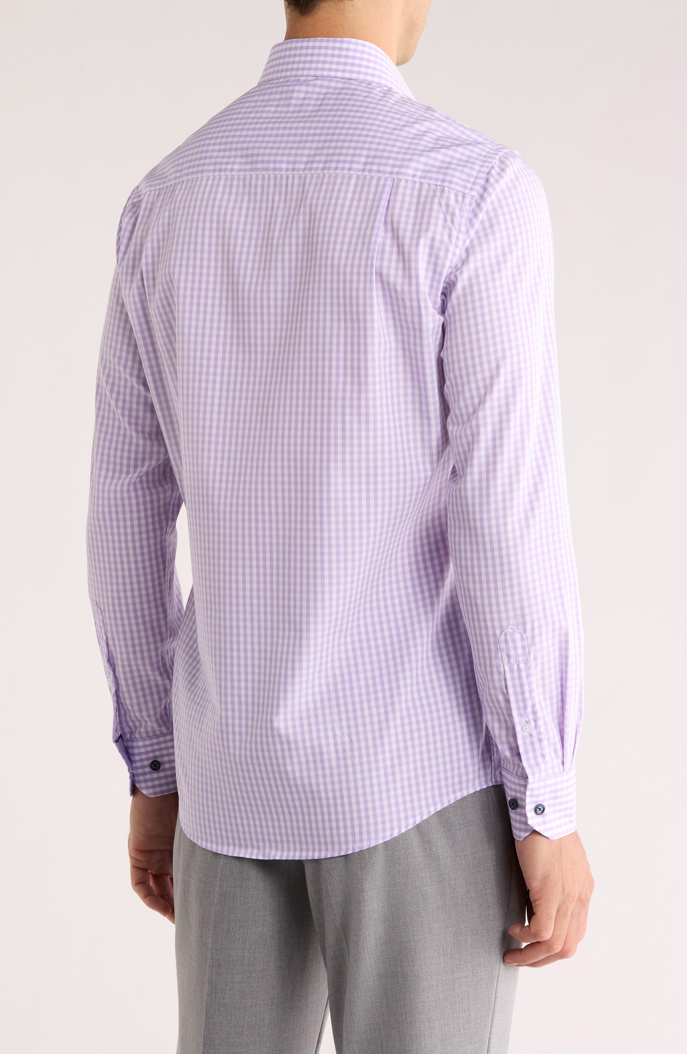 Duchamp Tailored Fit Check Stretch Cotton Dress Shirt