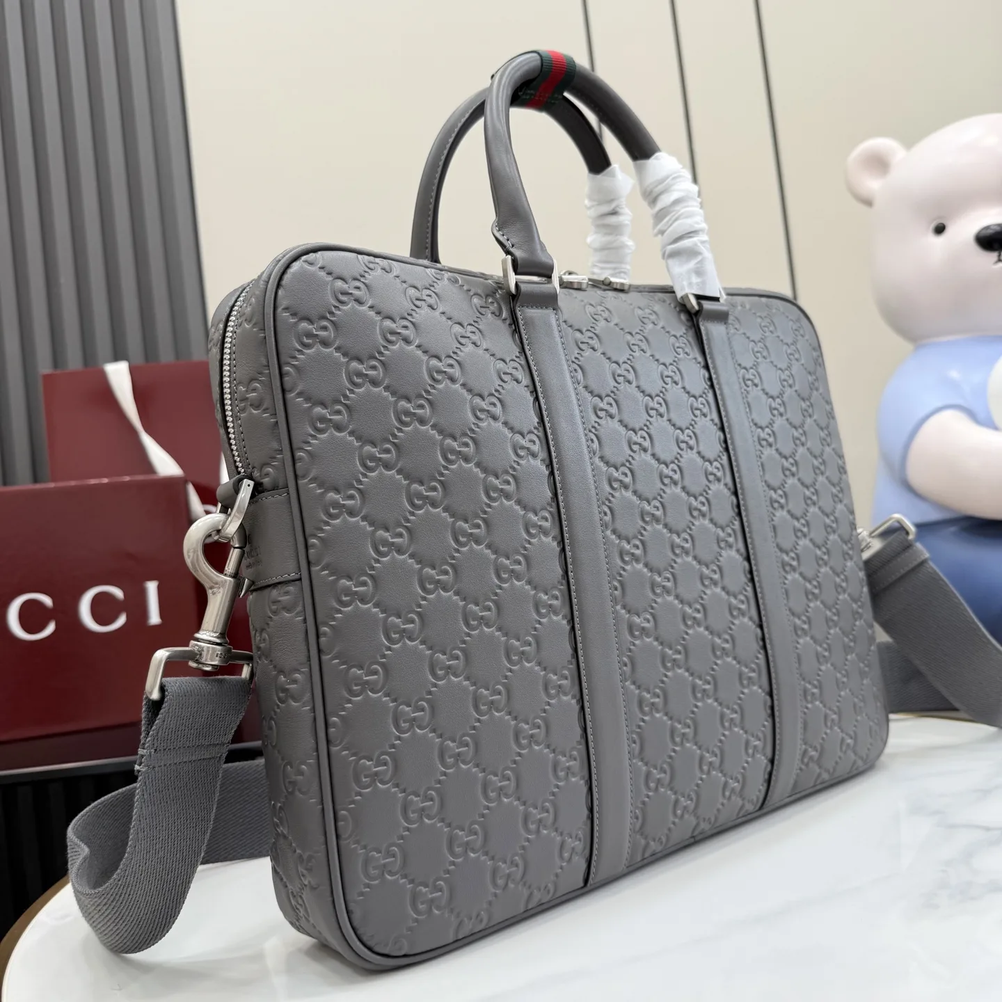 Gucci Grey Smooth Leather Tote Bag product photo from LabelPicks