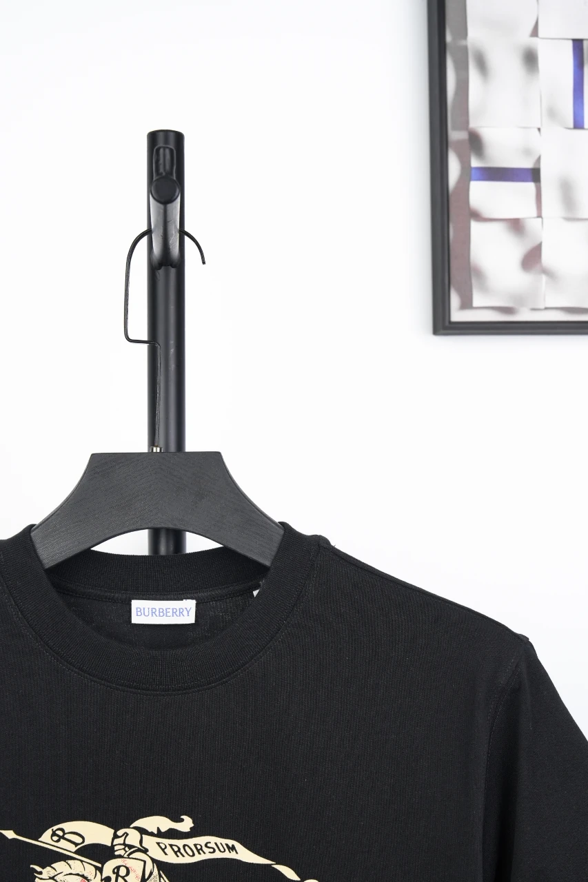 Burberry Black Equestrian Knight Check Print Cotton T-Shirt product photo from LabelPicks