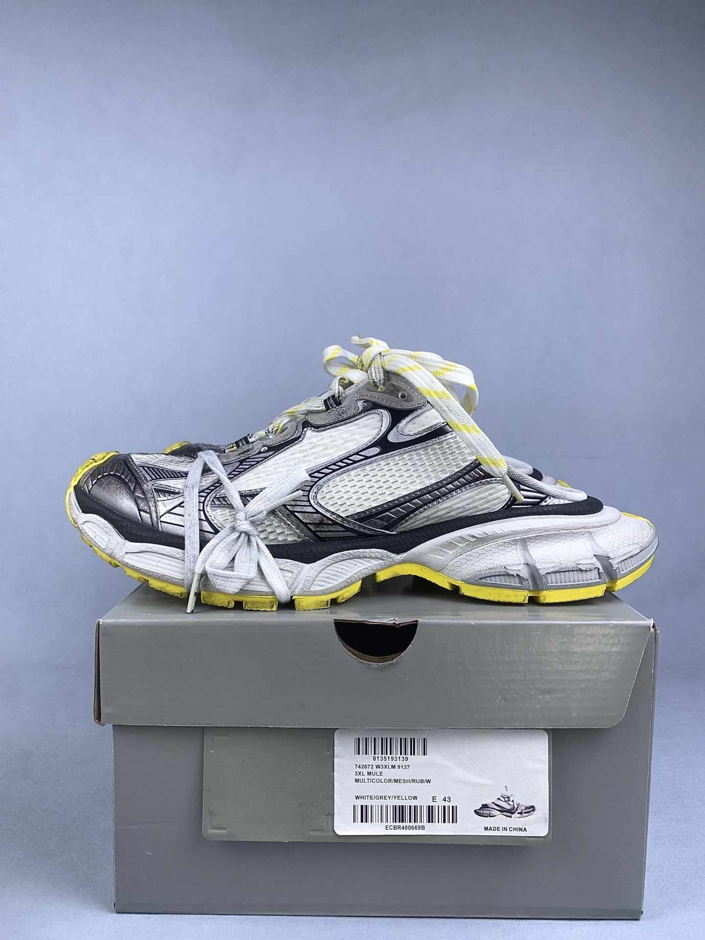 3XL Mule in Grey Mesh and Polyurethane