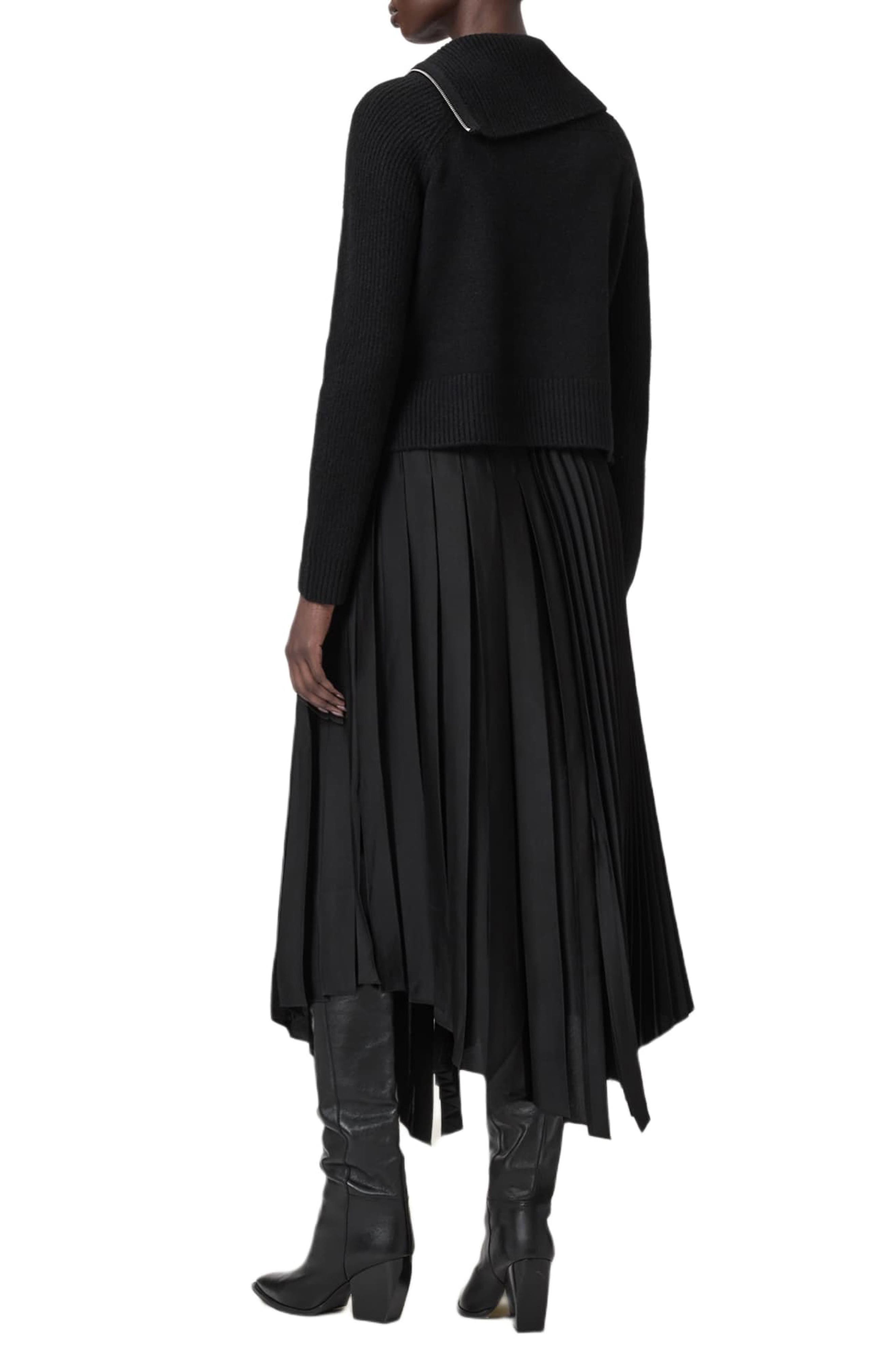 AllSaints Jax Sweater & Pleated Satin Dress Set