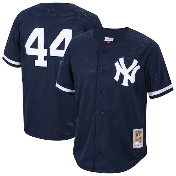 Reggie Jackson New York Yankees  Cooperstown Collection Mesh Batting Practice Button-Up Jersey  - Navy