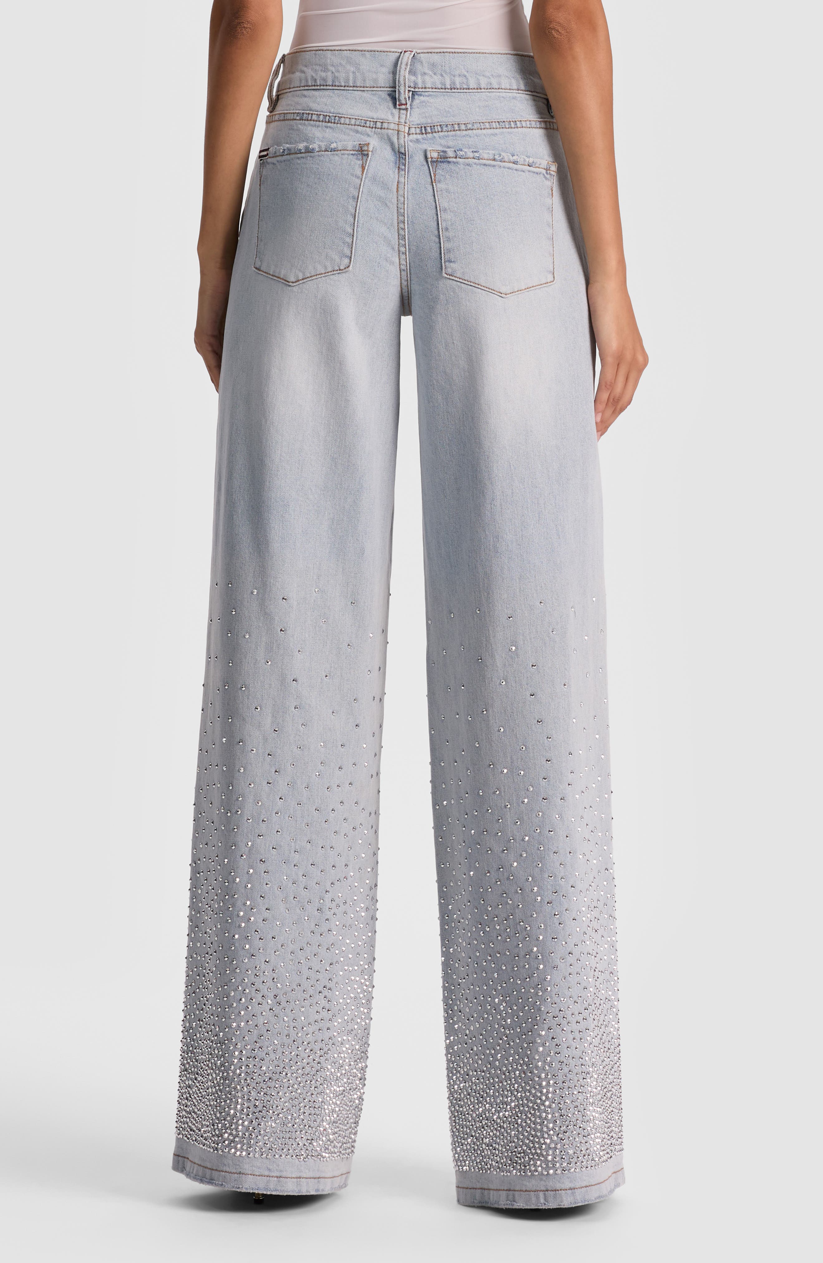 Alice + Olivia Amazing Stud Detail Baggy Wide Leg Jeans