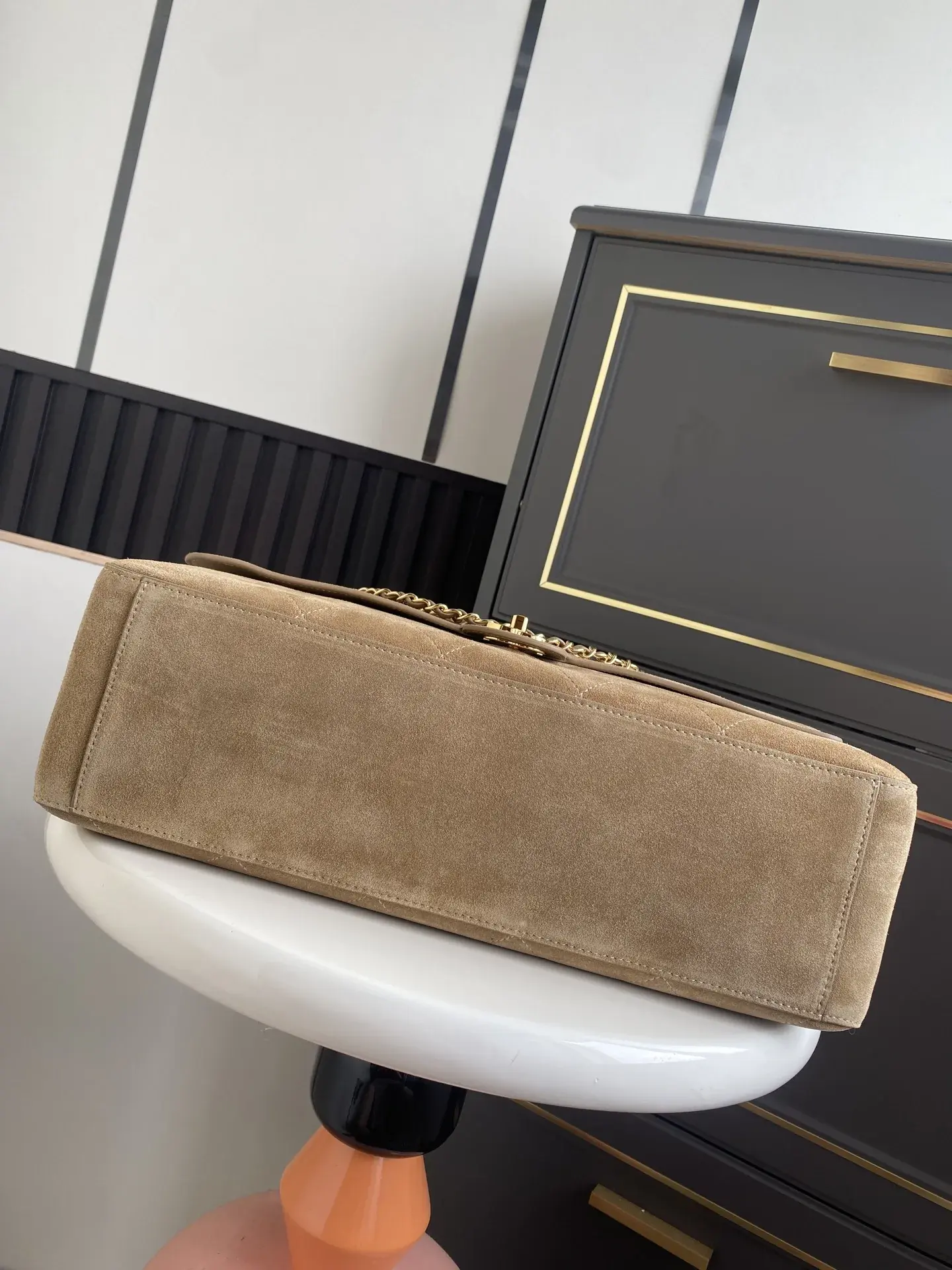 Chanel Beige Classic Flap Suede Leather Shoulder Bag product photo from LabelPicks