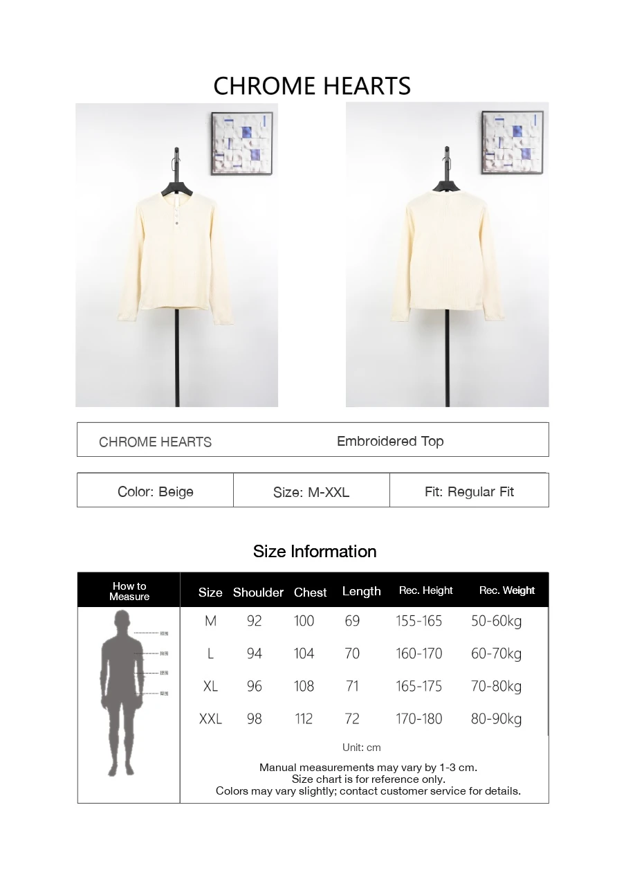 Chrome Hearts Cream Embroidered Silver Button Waffle Henley Long Sleeve product photo from LabelPicks