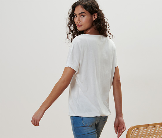 Blusenshirt mit Stickerei, weiß
