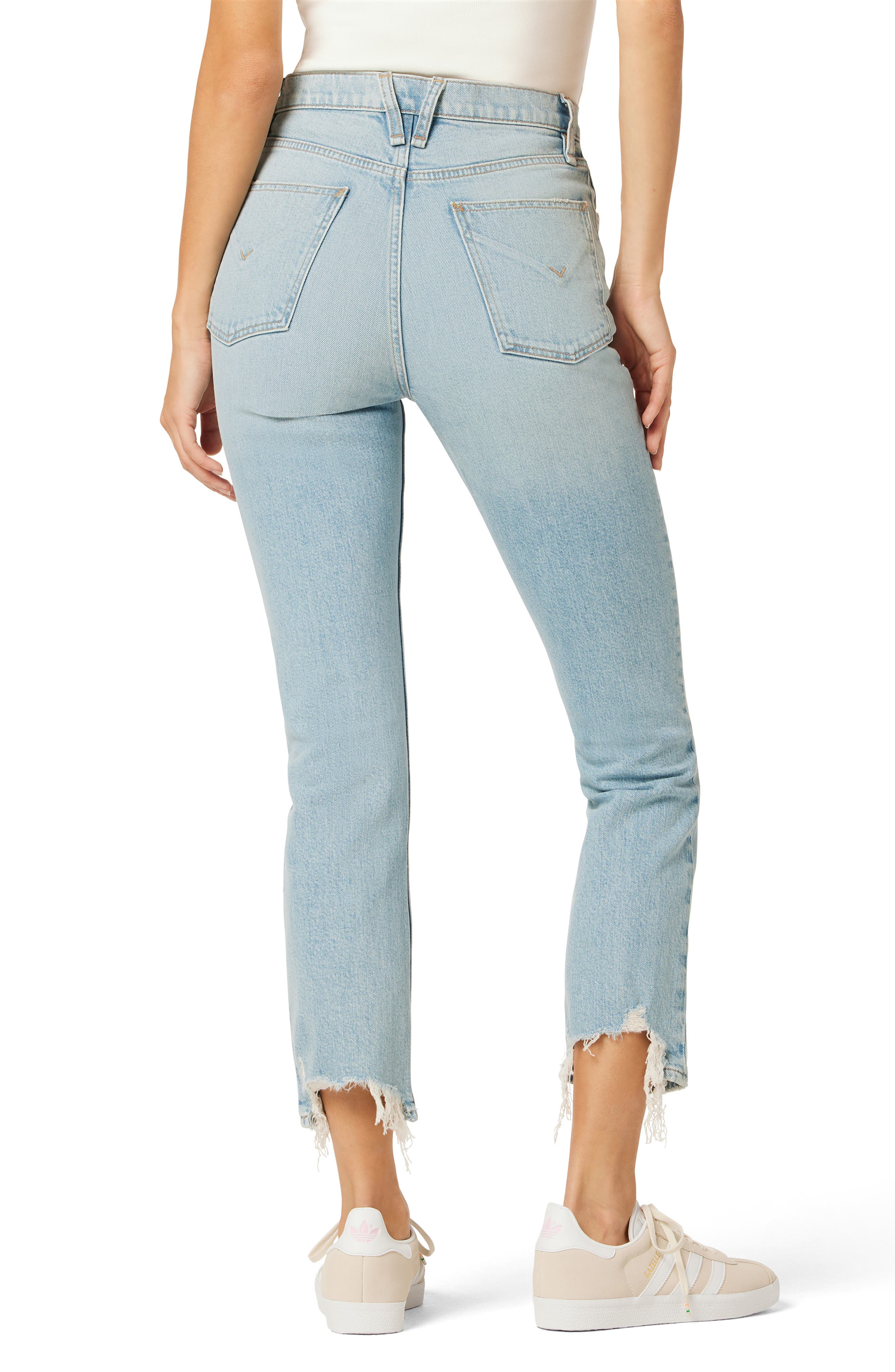 Hudson Jeans Harlow Ultrahigh Waist Fray Hem Ankle Cigarette Jeans