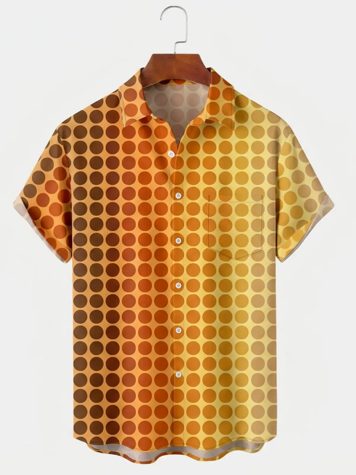 Men's printed shirts Orange Gradient Polka Dot Hawaiian Shirt