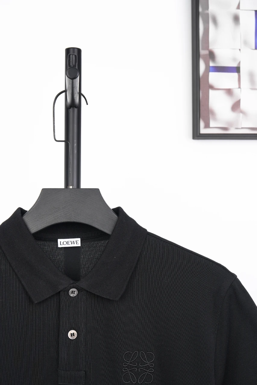 LOEWE Black Anagram Embroidered Cotton Polo Shirt product photo from LabelPicks
