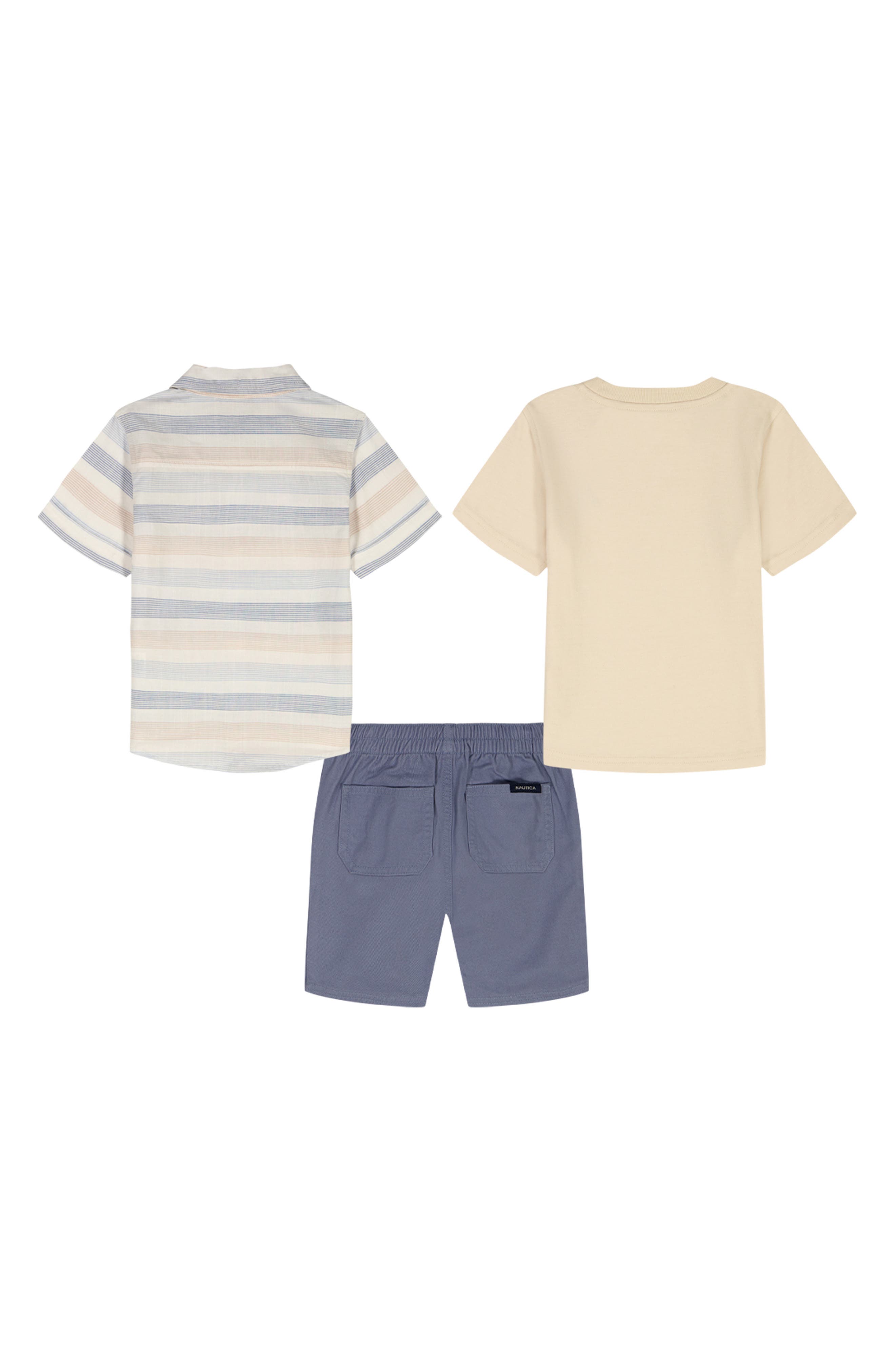 Nautica Kids' Short Sleeve Button-Up Shirt, T-Shirt & Shorts Set