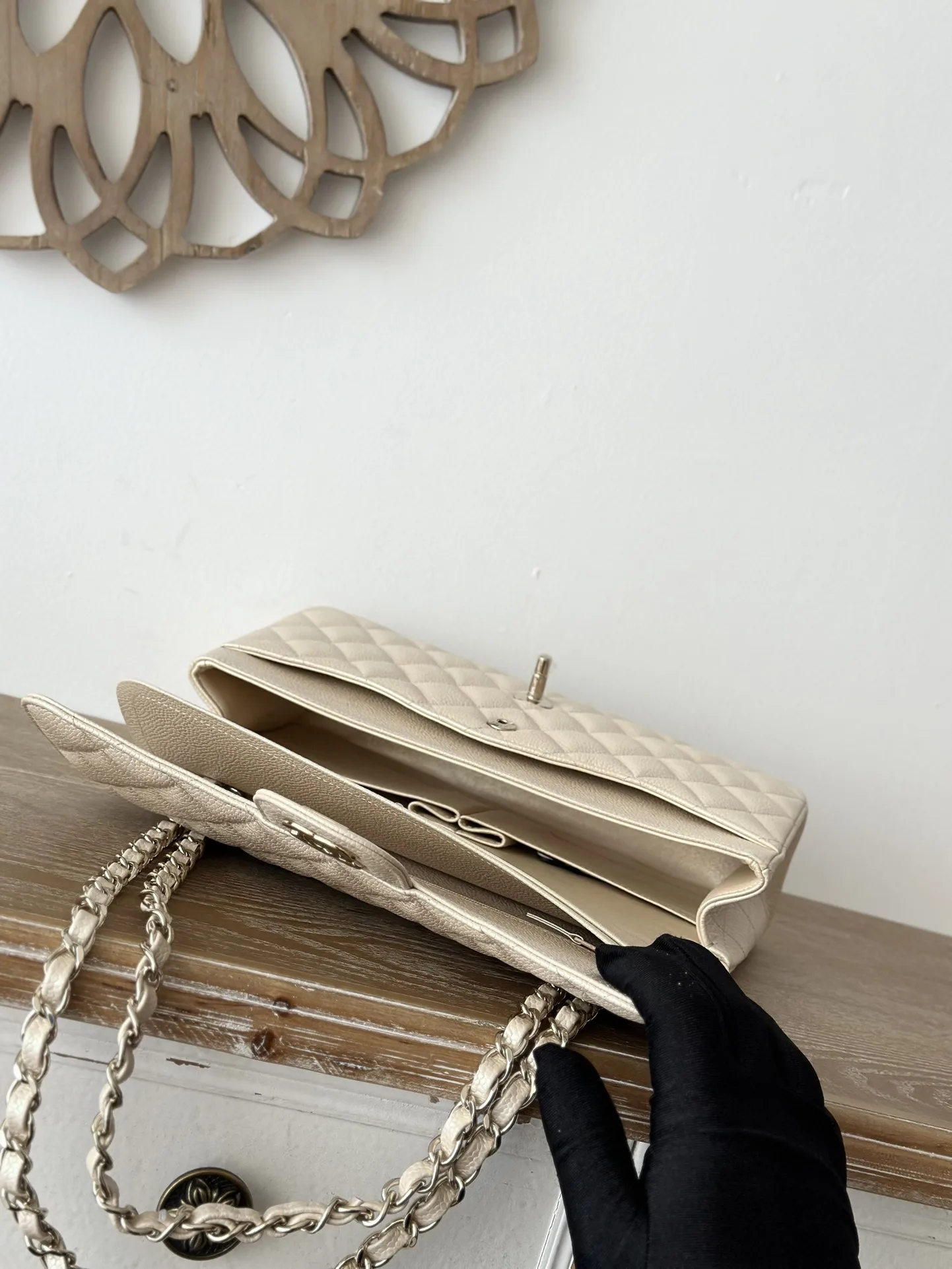 Chanel Beige Classic Flap Calfskin Shoulder Bag product photo from LabelPicks
