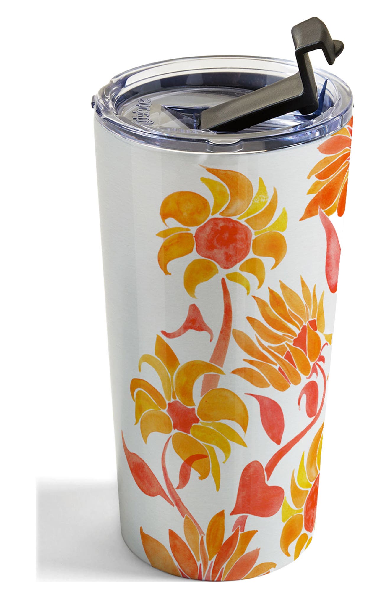 Deny Designs Sunflower Watercolor Fiery Palette by Cat Coquillette Stainless Steel Travel Mug