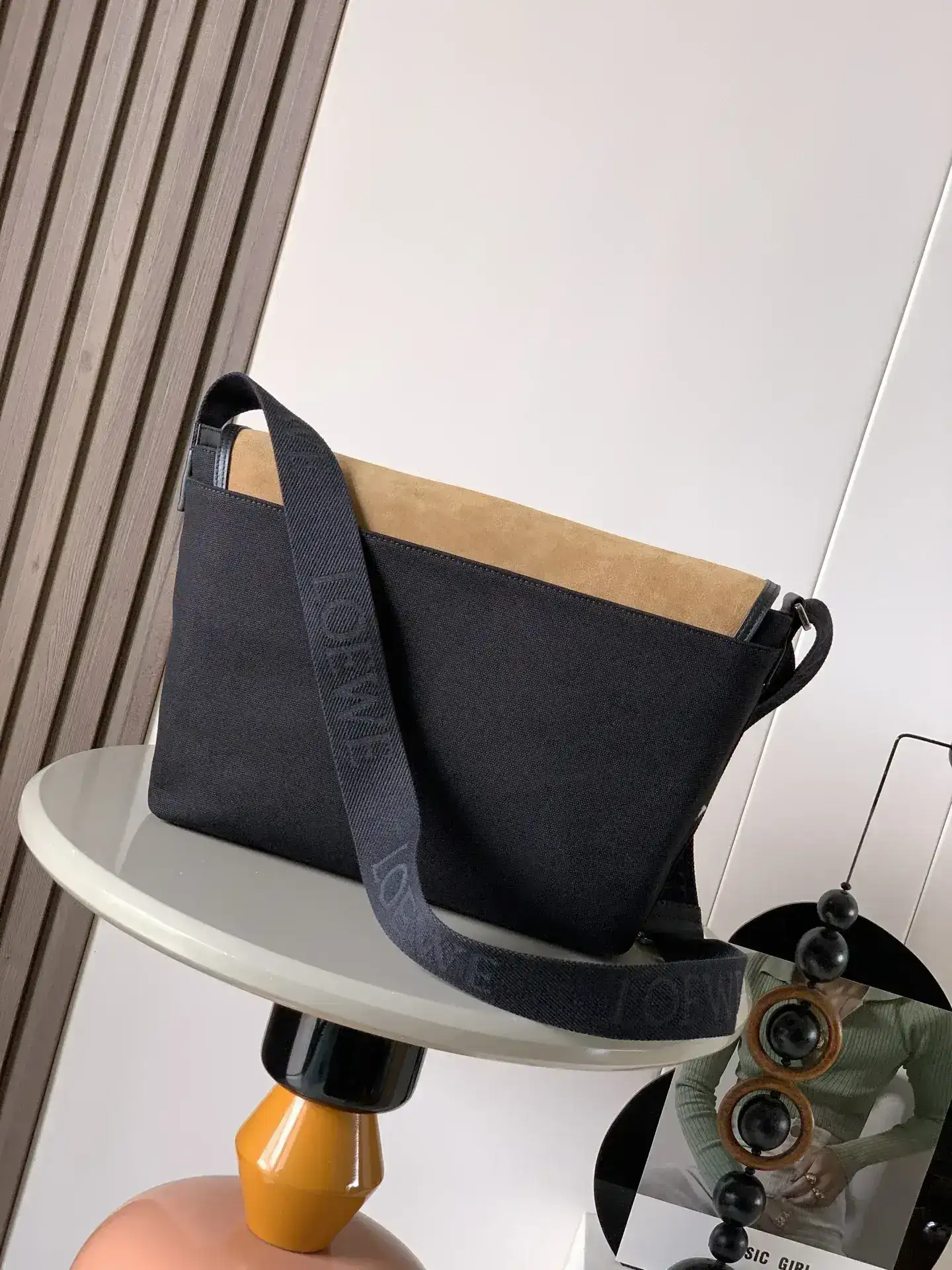 Loewe Flex Gold Canvas and Suede Crossbody Bag product photo from LabelPicks