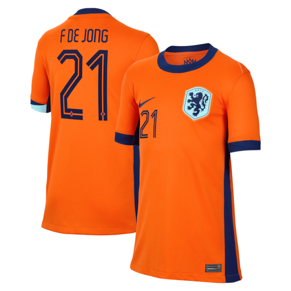 Frenkie de Jong Netherlands National Team Nike Youth 2024 Home Replica Jersey - Orange