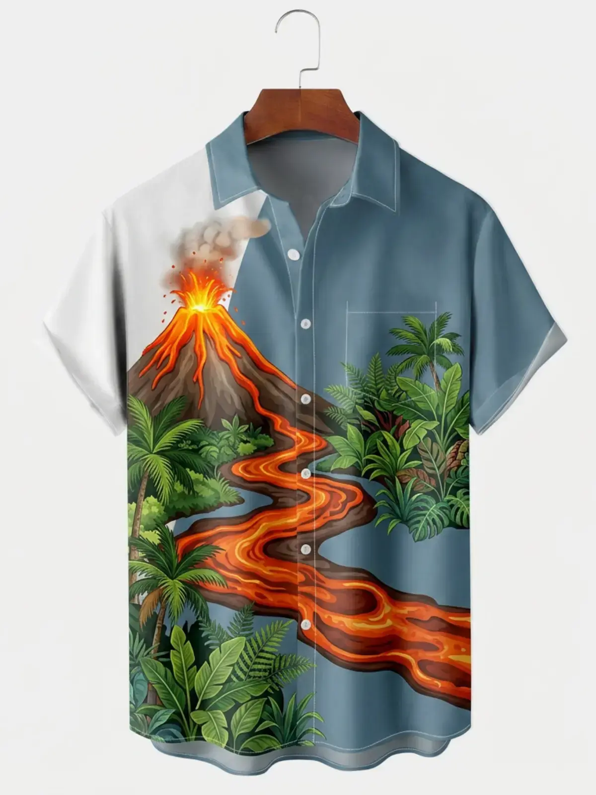 Men's printed shirts Volcano Jungle Lava Flow Hawaiian Shirt