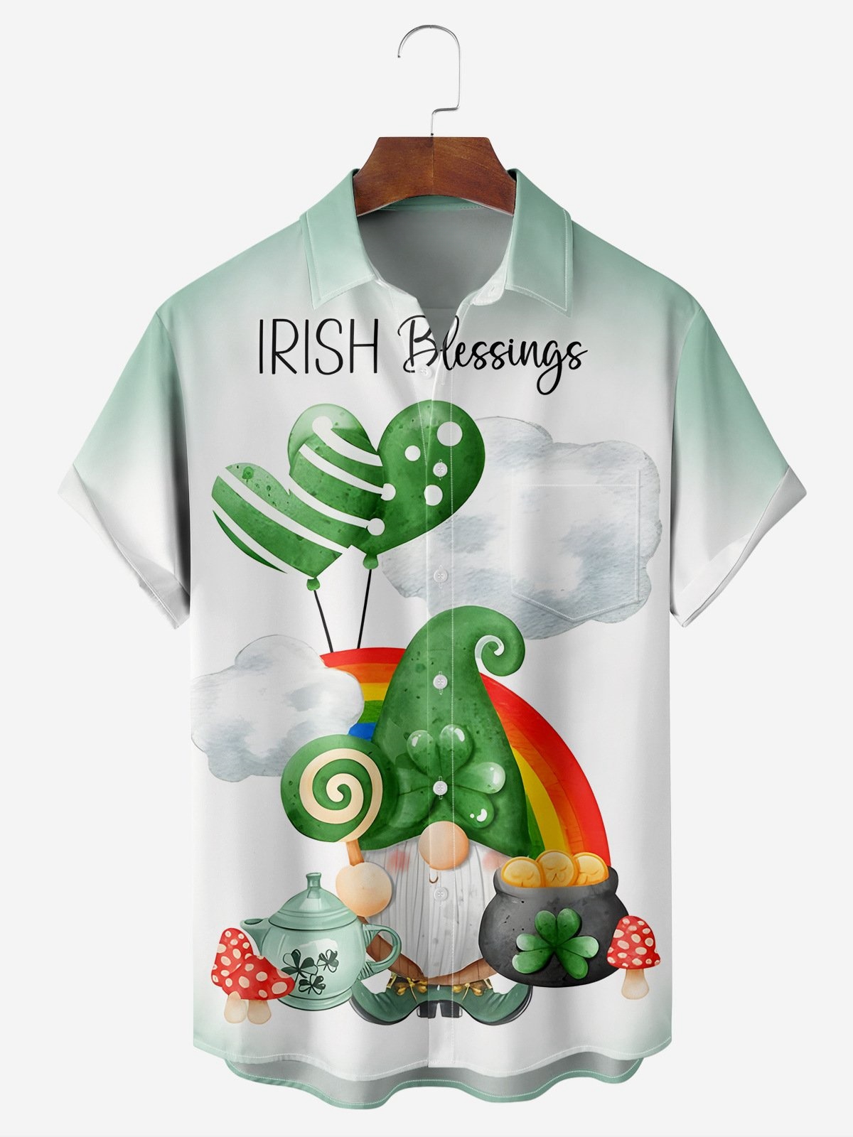 Irish St Patricks Day Chest Pocket Short Sleeve Casual Shirt